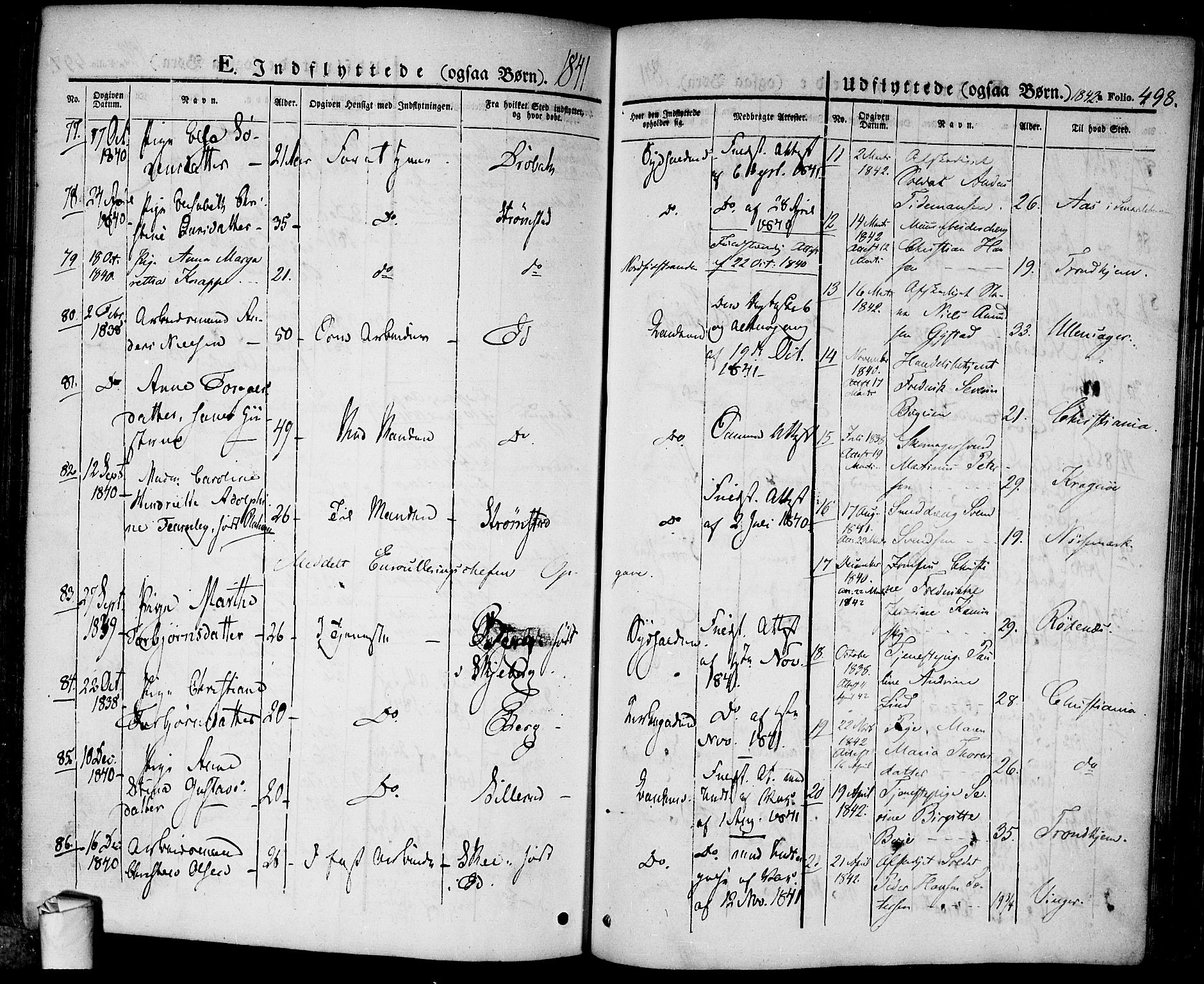 Halden prestekontor Kirkebøker, AV/SAO-A-10909/F/Fa/L0005: Parish register (official) no. I 5, 1834-1845, p. 498