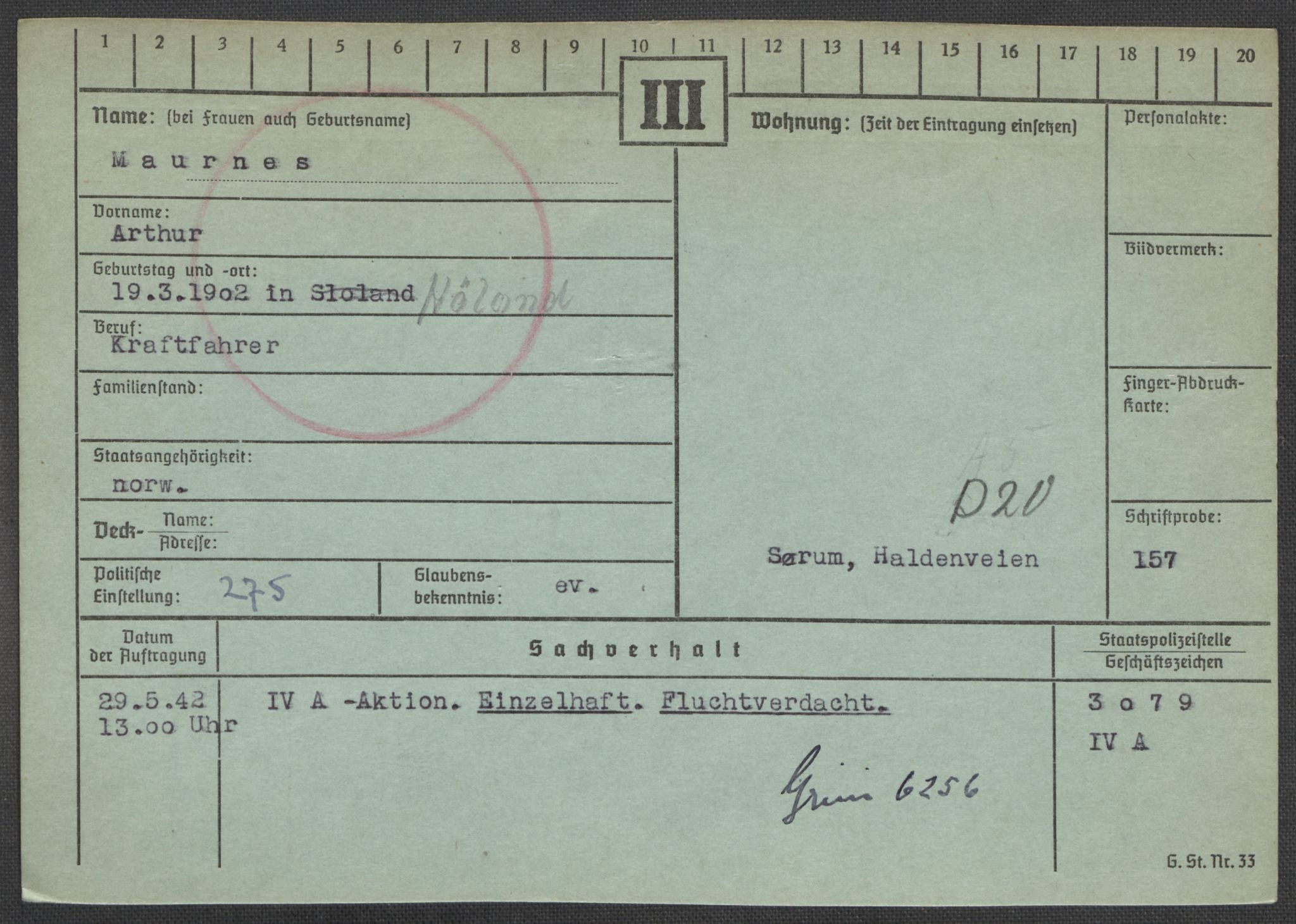 Befehlshaber der Sicherheitspolizei und des SD, AV/RA-RAFA-5969/E/Ea/Eaa/L0007: Register over norske fanger i Møllergata 19: Lundb-N, 1940-1945, p. 480