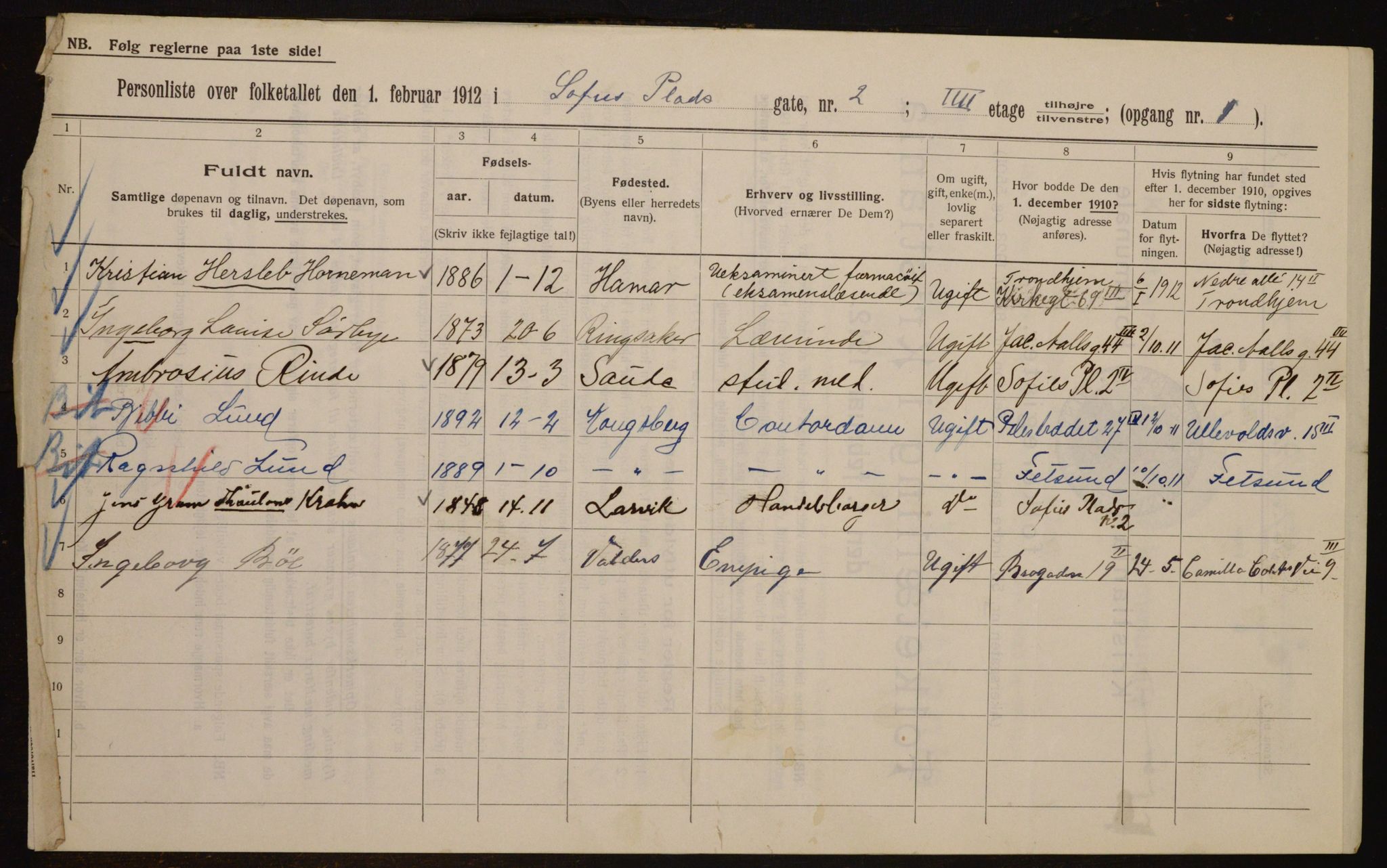 OBA, Municipal Census 1912 for Kristiania, 1912, p. 99692