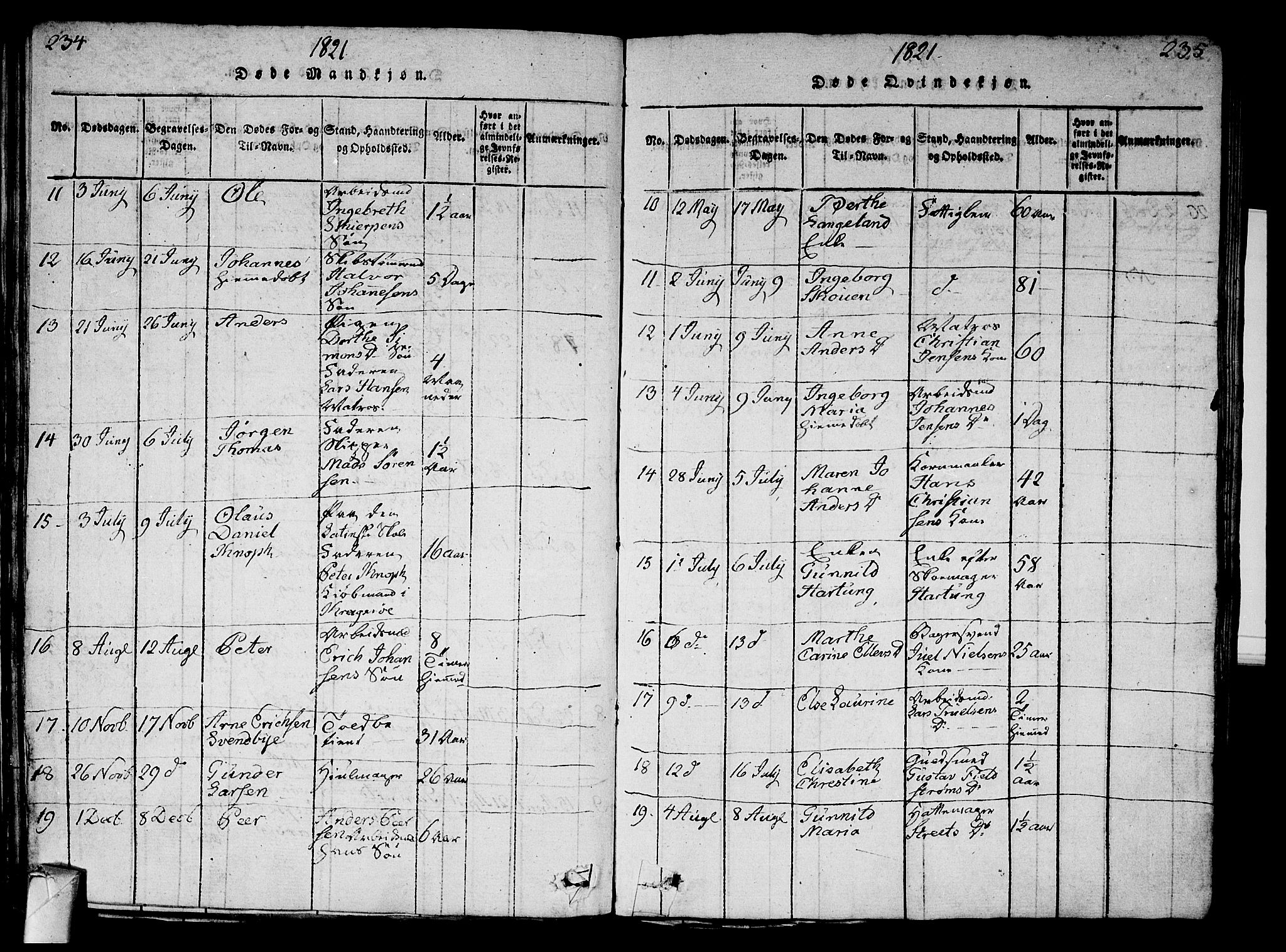 Strømsø kirkebøker, SAKO/A-246/G/Ga/L0001: Parish register (copy) no. 1, 1815-1829, p. 234-235