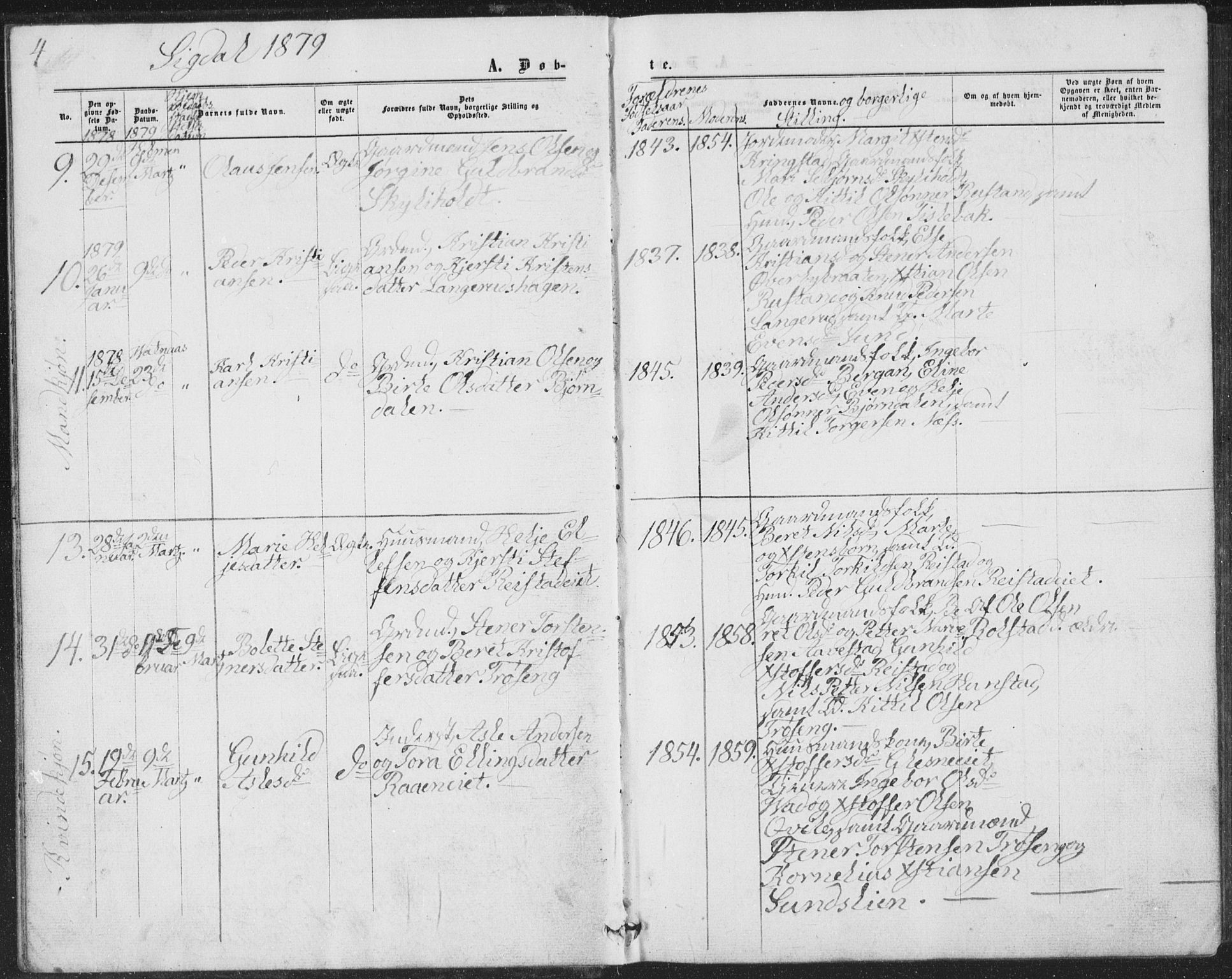 Sigdal kirkebøker, AV/SAKO-A-245/G/Ga/L0004: Parish register (copy) no. I 4, 1879-1885, p. 4