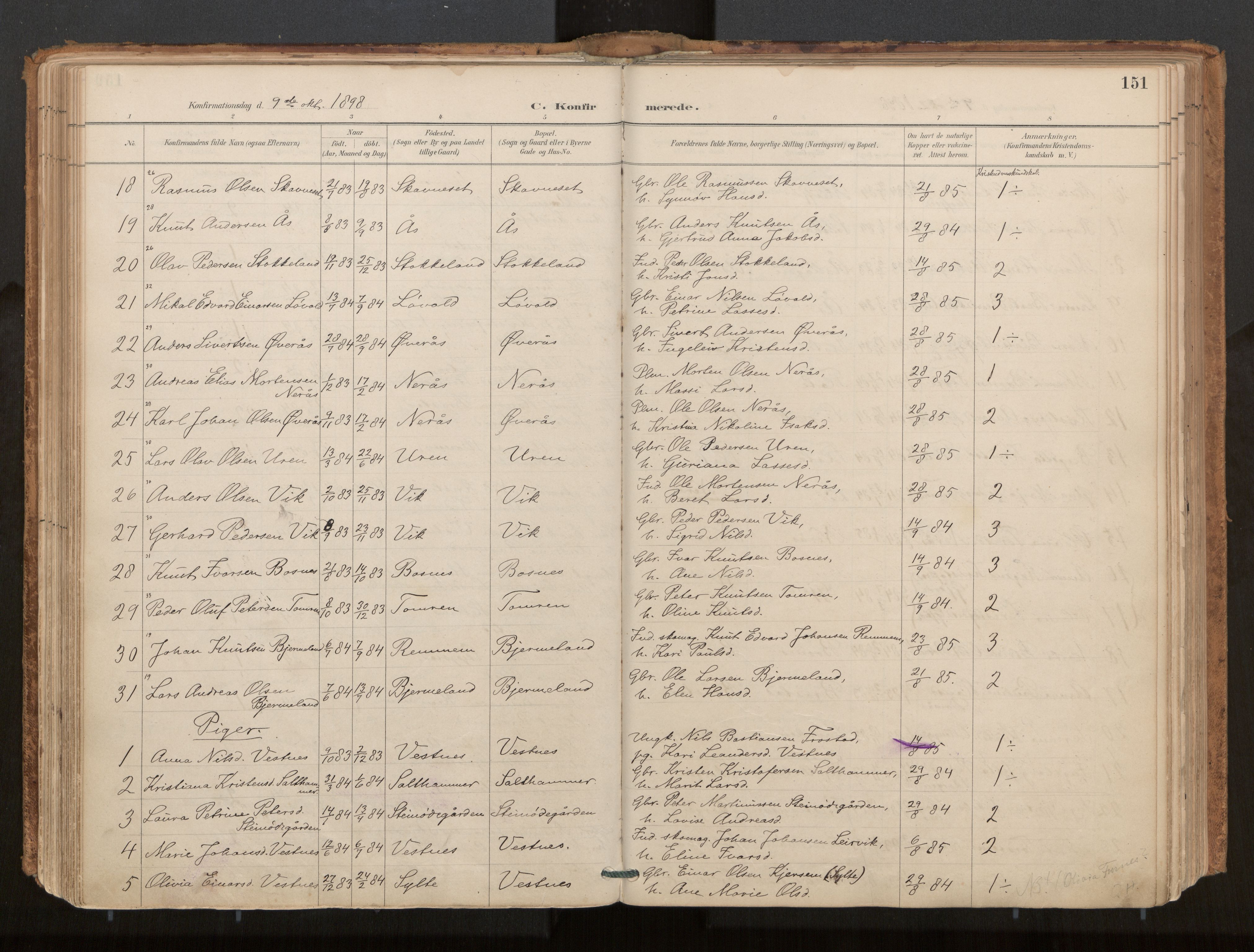 Ministerialprotokoller, klokkerbøker og fødselsregistre - Møre og Romsdal, AV/SAT-A-1454/539/L0531: Parish register (official) no. 539A04, 1887-1913, p. 151