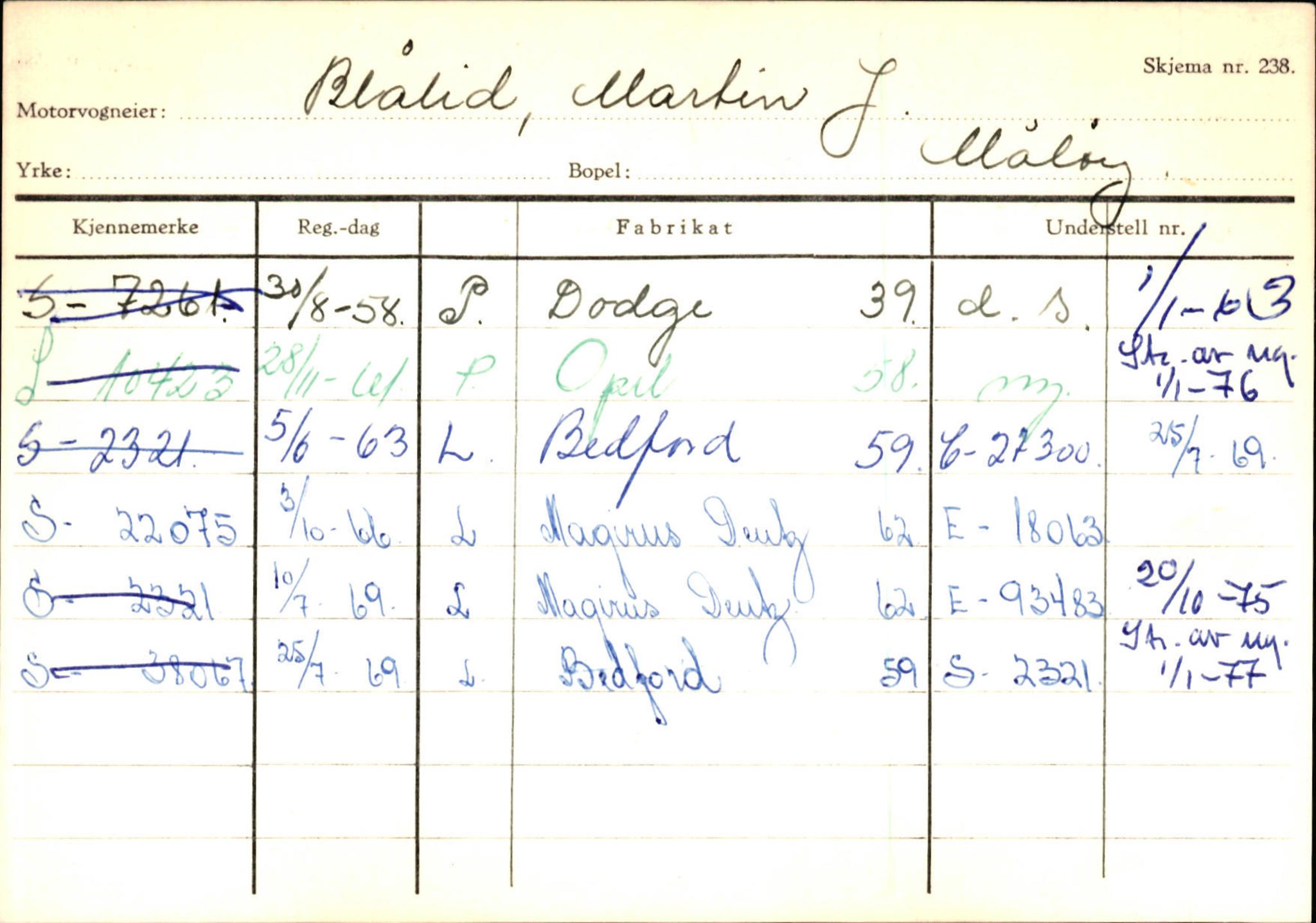 Statens vegvesen, Sogn og Fjordane vegkontor, SAB/A-5301/4/F/L0144: Registerkort Vågsøy A-R, 1945-1975, p. 225