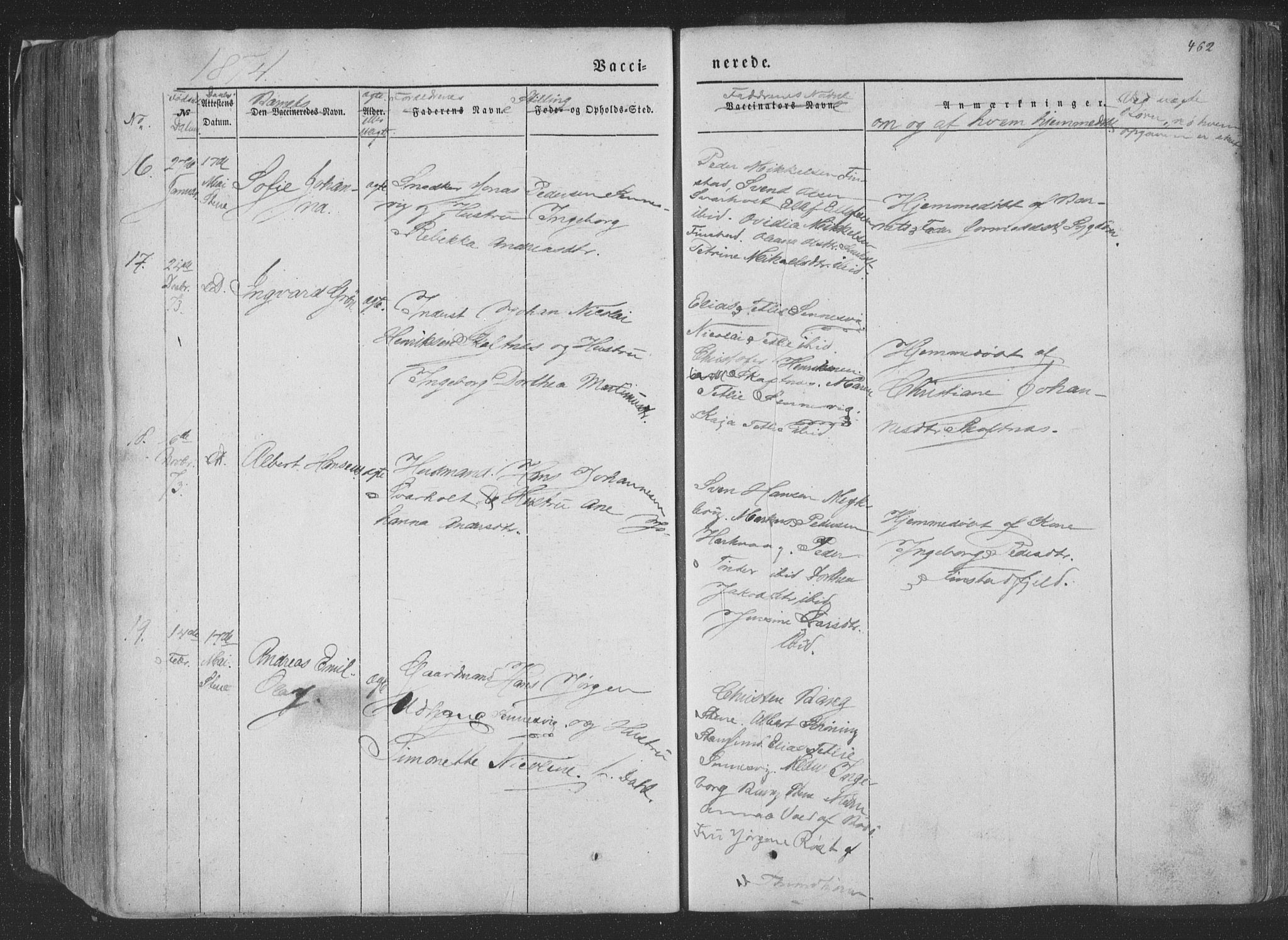 Ministerialprotokoller, klokkerbøker og fødselsregistre - Nordland, AV/SAT-A-1459/881/L1165: Parish register (copy) no. 881C02, 1854-1876, p. 462