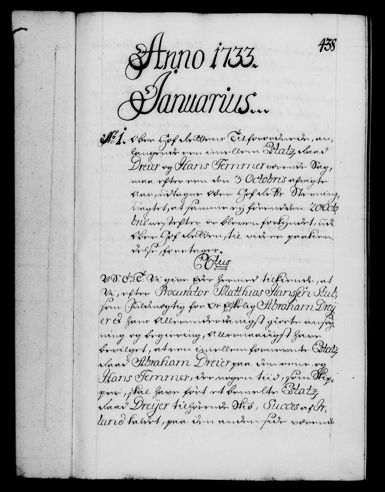 Danske Kanselli 1572-1799, AV/RA-EA-3023/F/Fc/Fca/Fcab/L0025: Norske tegnelser, 1730-1733, p. 438a