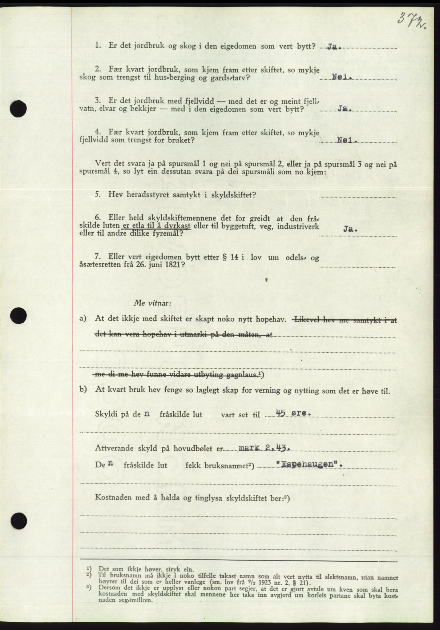 Søre Sunnmøre sorenskriveri, AV/SAT-A-4122/1/2/2C/L0062: Mortgage book no. 56, 1936-1937, Diary no: : 233/1937