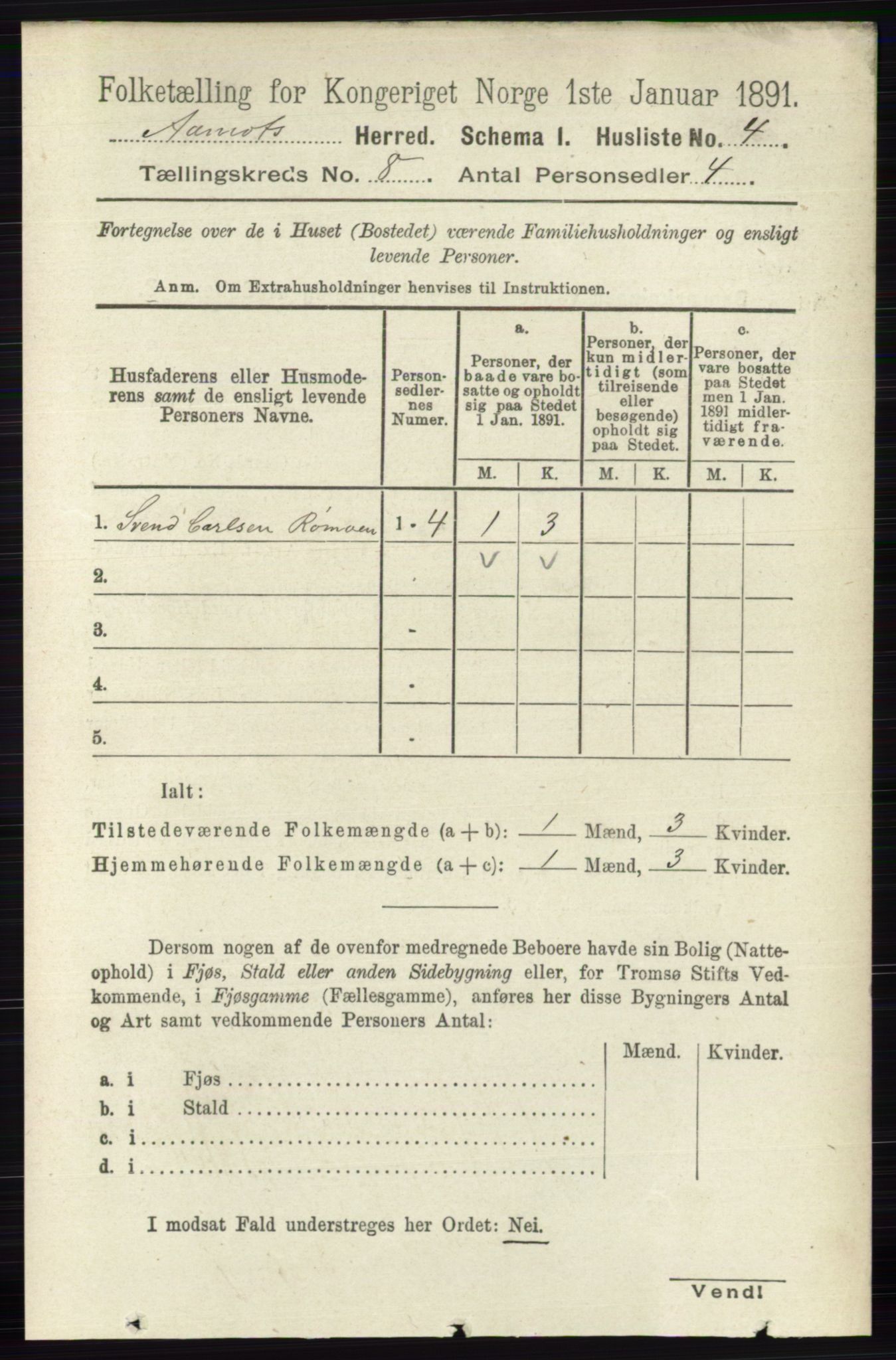 RA, 1891 census for 0429 Åmot, 1891, p. 3305