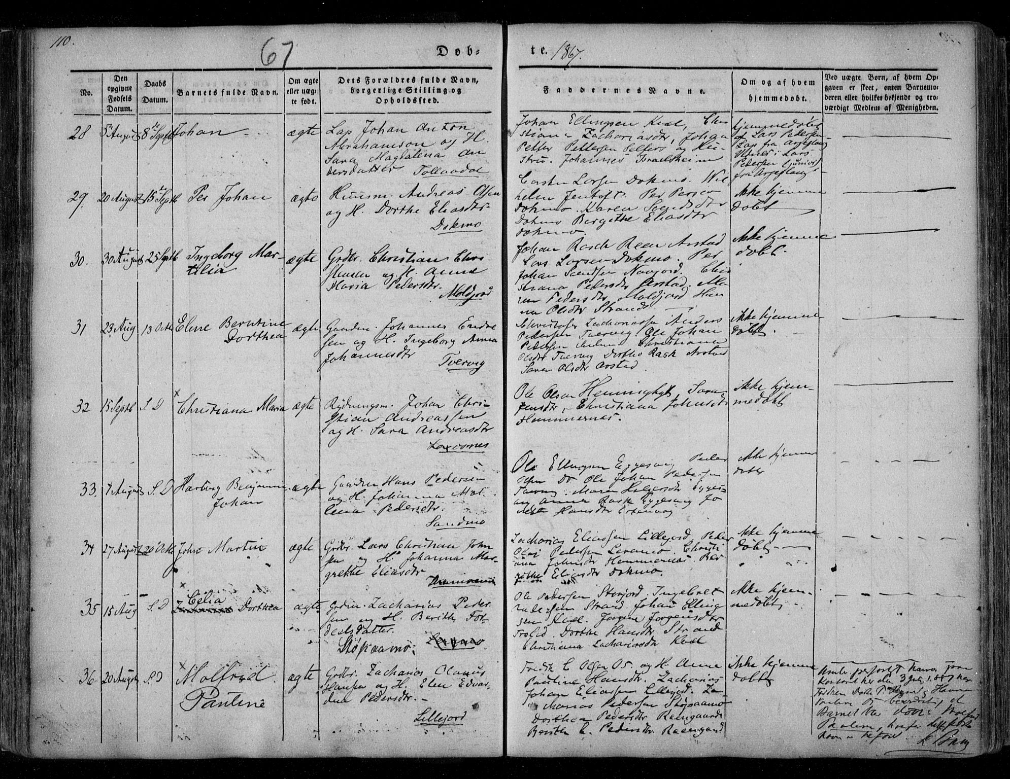 Ministerialprotokoller, klokkerbøker og fødselsregistre - Nordland, AV/SAT-A-1459/846/L0644: Parish register (official) no. 846A02, 1837-1872, p. 110