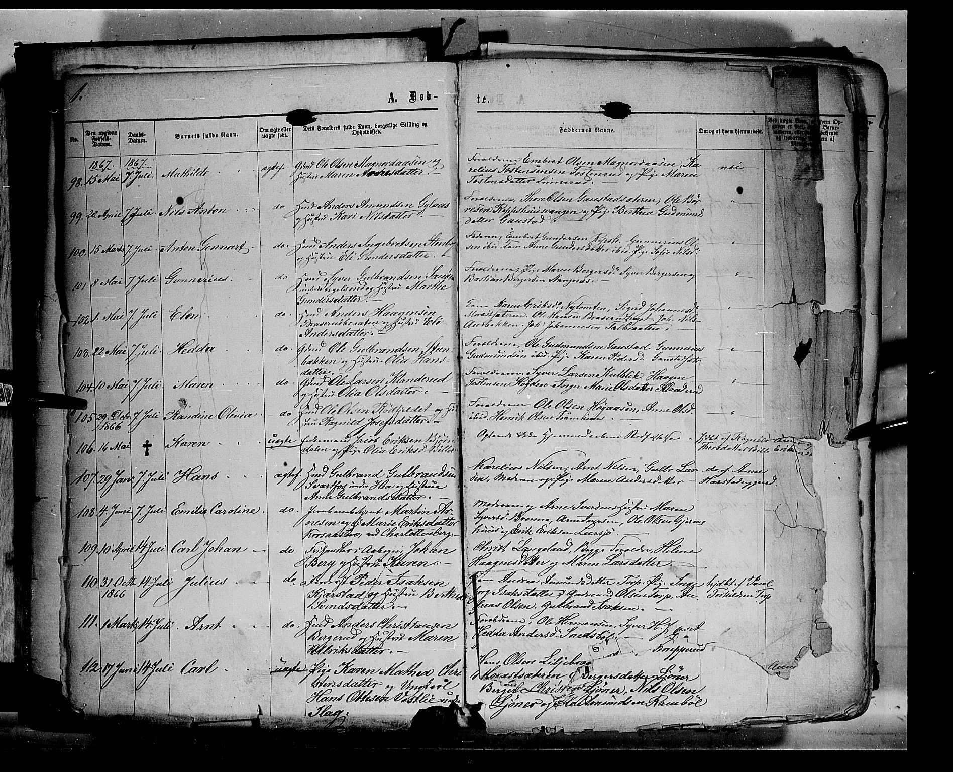 Eidskog prestekontor, SAH/PREST-026/H/Ha/Haa/L0002: Parish register (official) no. 2, 1867-1878, p. 1