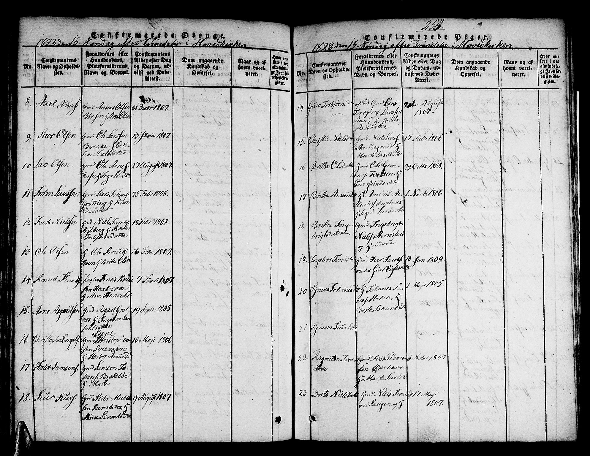 Strandebarm sokneprestembete, AV/SAB-A-78401/H/Haa: Parish register (official) no. A 5, 1816-1826, p. 255