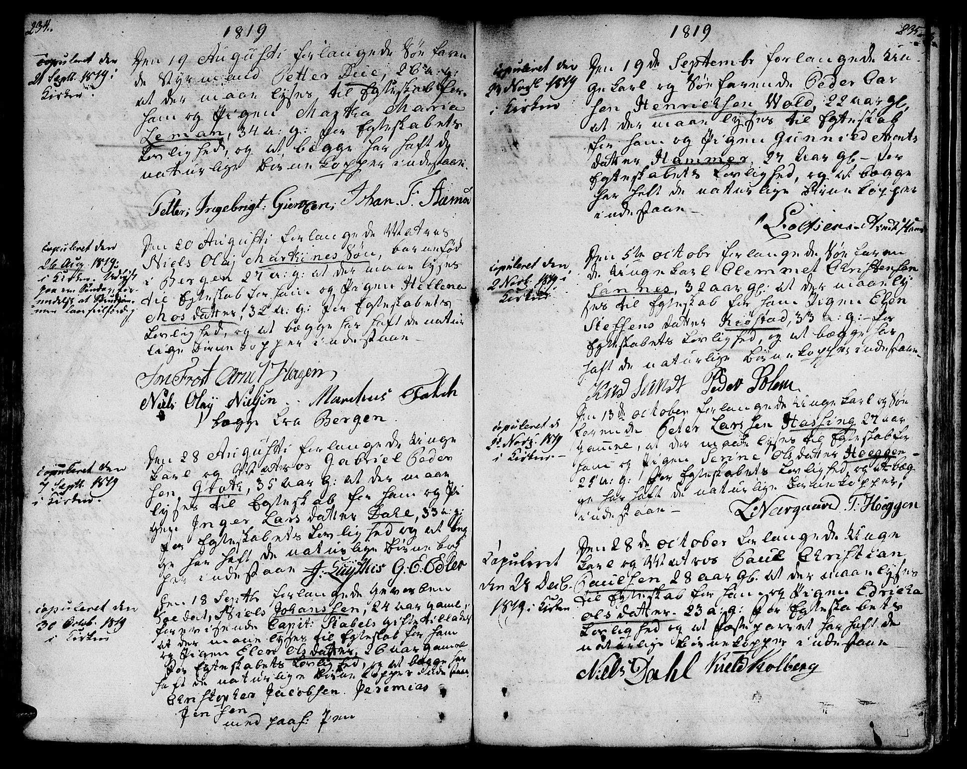 Ministerialprotokoller, klokkerbøker og fødselsregistre - Sør-Trøndelag, SAT/A-1456/601/L0042: Parish register (official) no. 601A10, 1802-1830, p. 234-235