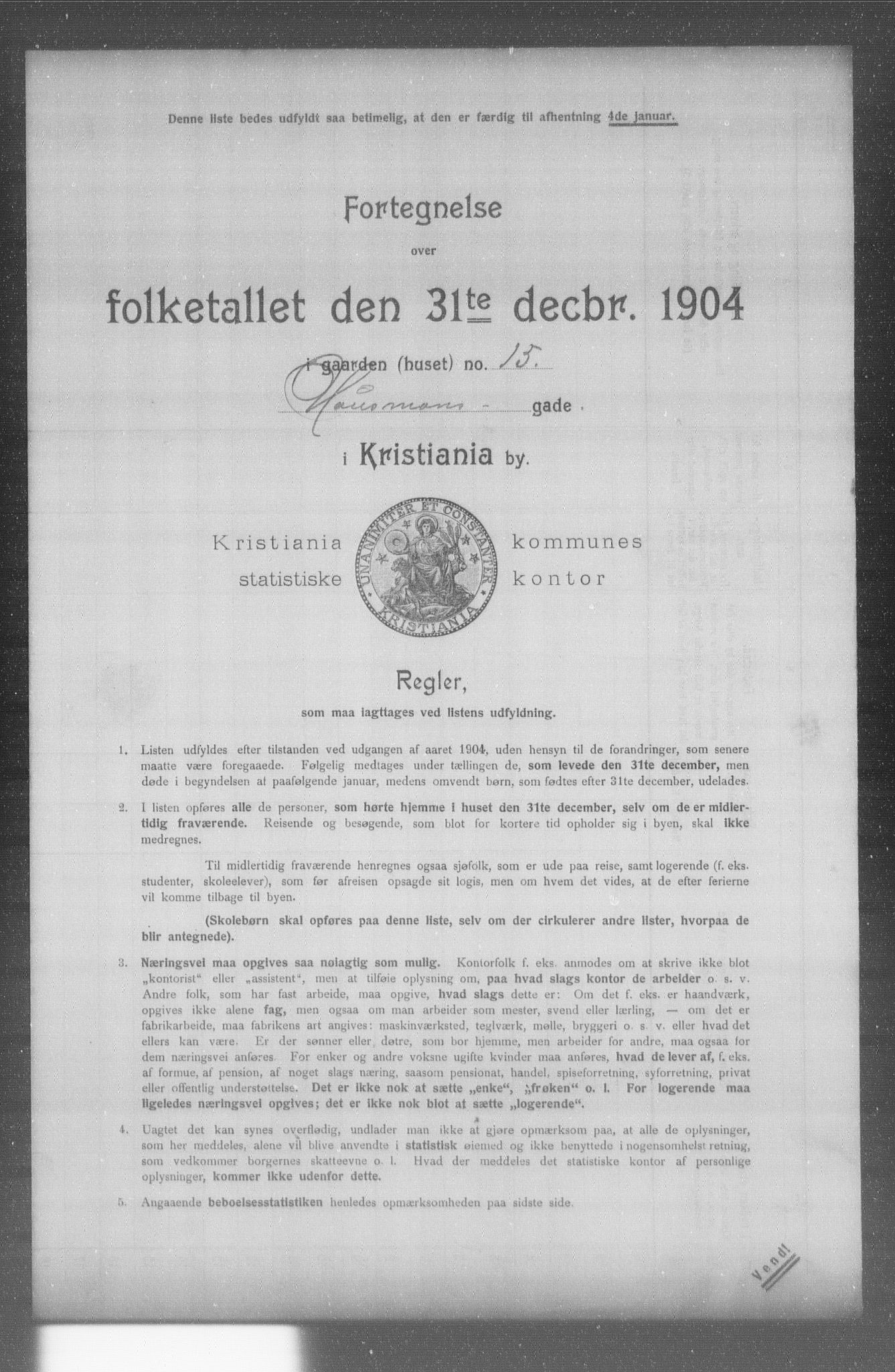 OBA, Municipal Census 1904 for Kristiania, 1904, p. 7051