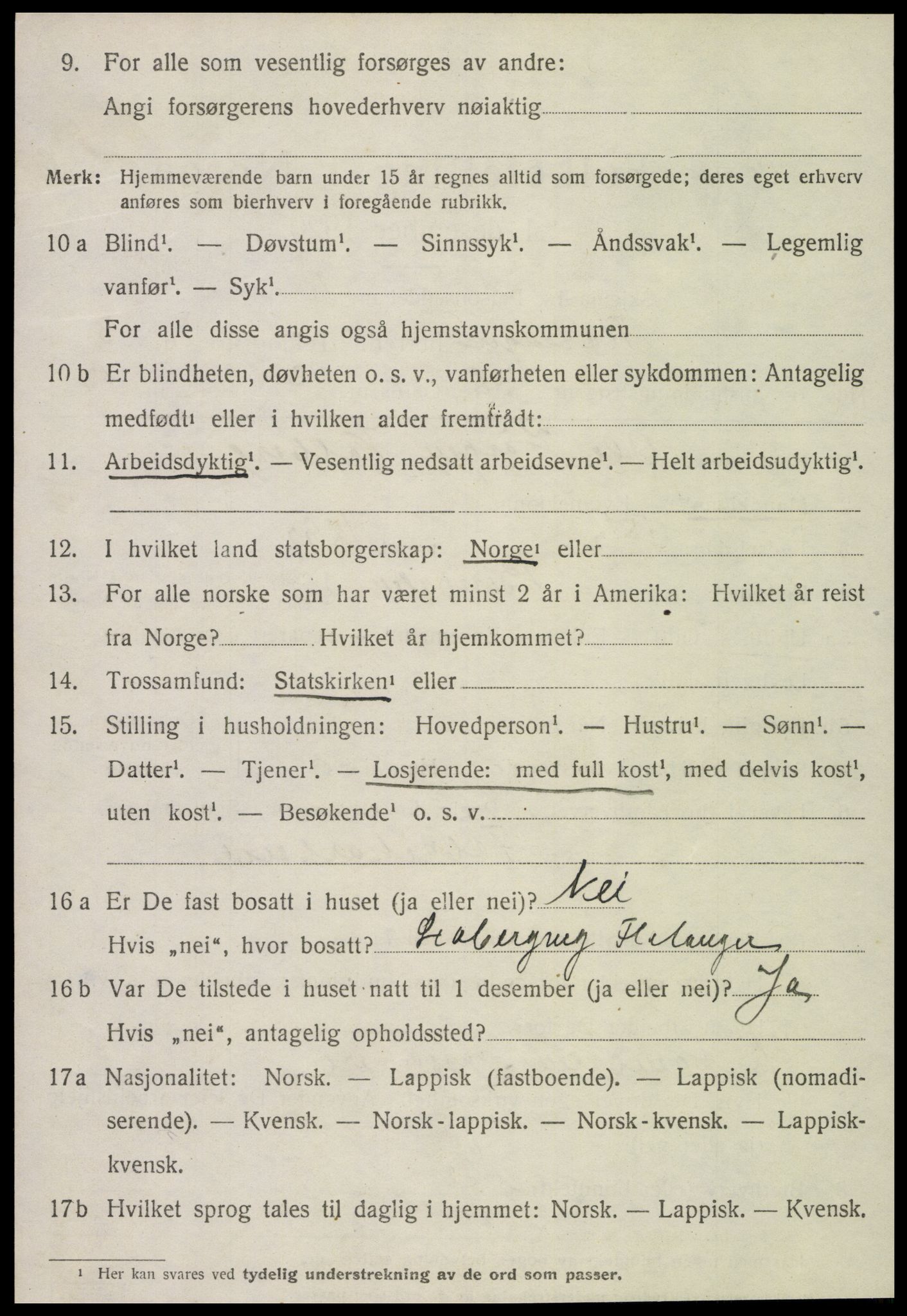 SAT, 1920 census for Flatanger, 1920, p. 2013