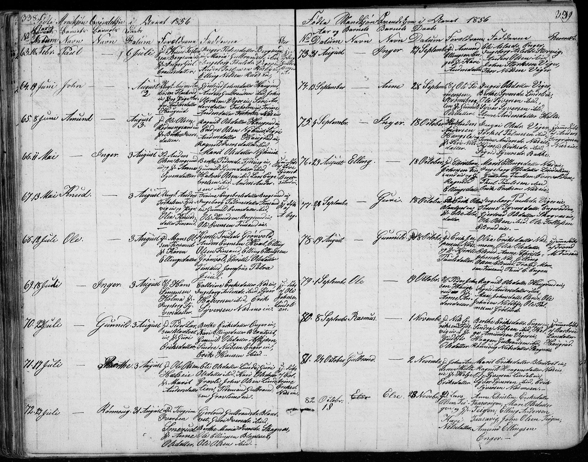 Ådal kirkebøker, SAKO/A-248/G/Ga/L0002: Parish register (copy) no. I 2, 1840-1861, p. 338-339