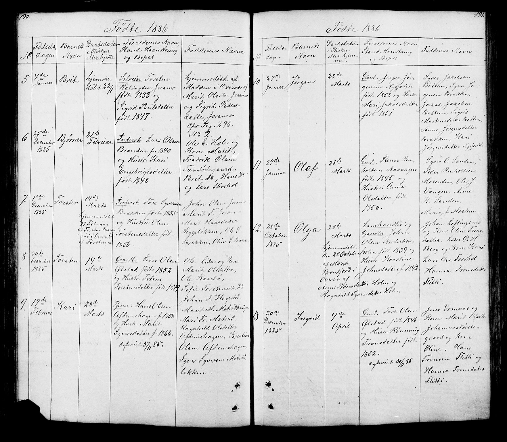 Lesja prestekontor, SAH/PREST-068/H/Ha/Hab/L0005: Parish register (copy) no. 5, 1850-1894, p. 190-191