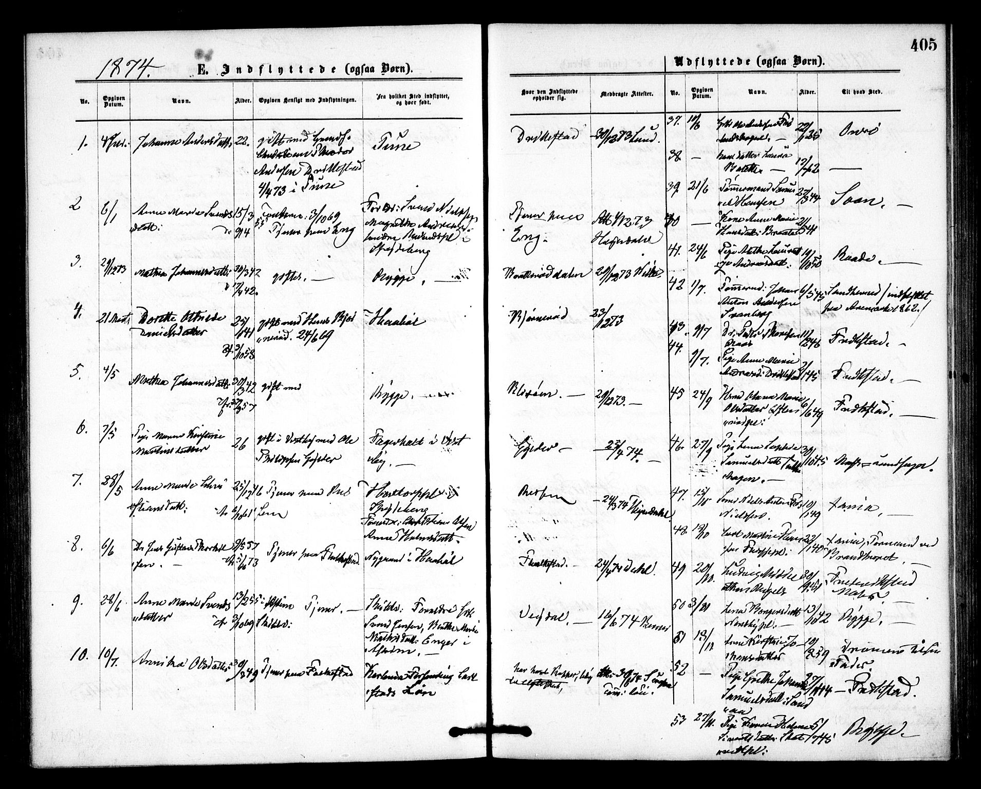 Våler prestekontor Kirkebøker, SAO/A-11083/F/Fa/L0009: Parish register (official) no. I 9, 1873-1877, p. 405