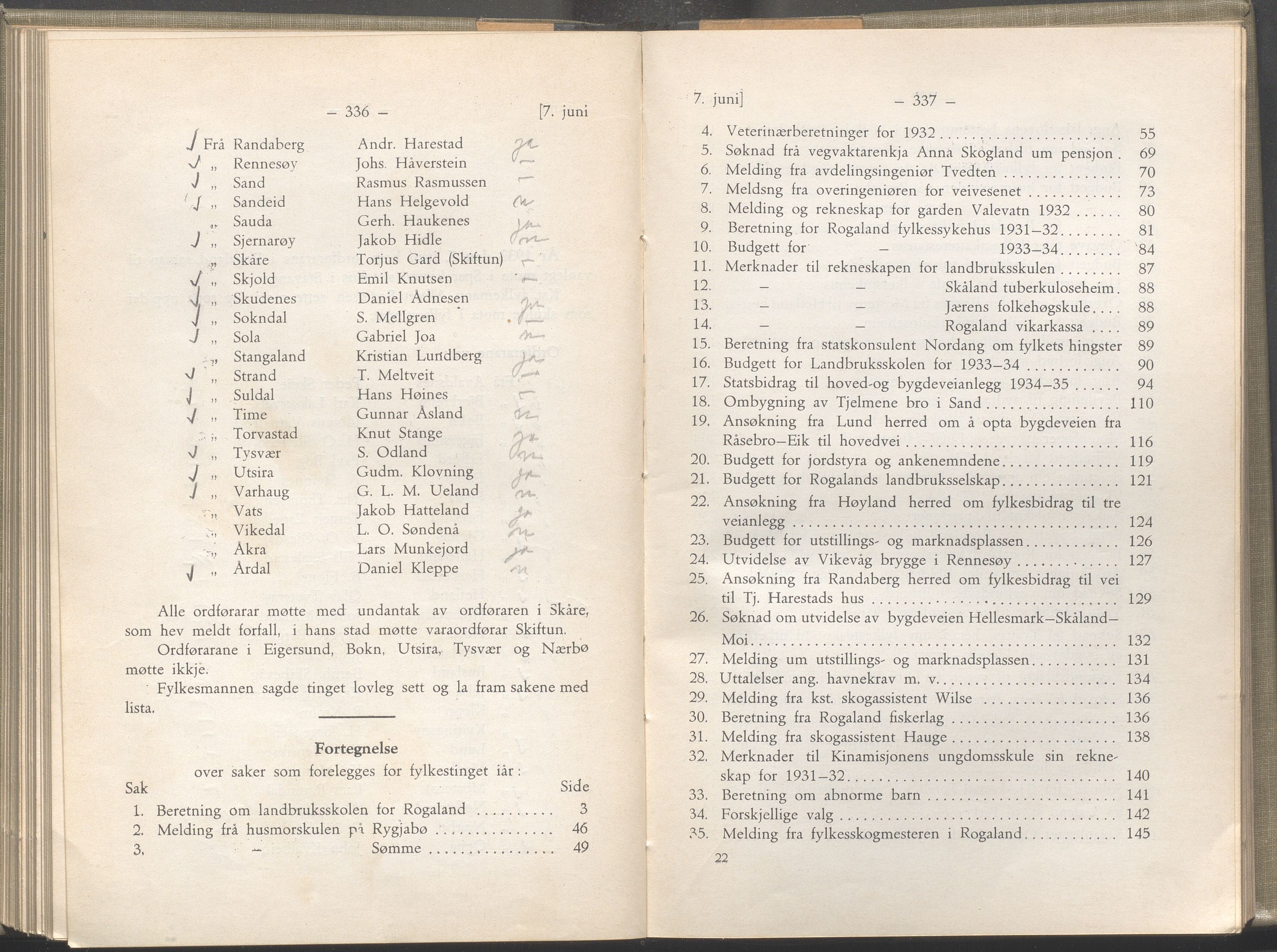 Rogaland fylkeskommune - Fylkesrådmannen , IKAR/A-900/A/Aa/Aaa/L0052: Møtebok , 1933, p. 336-337