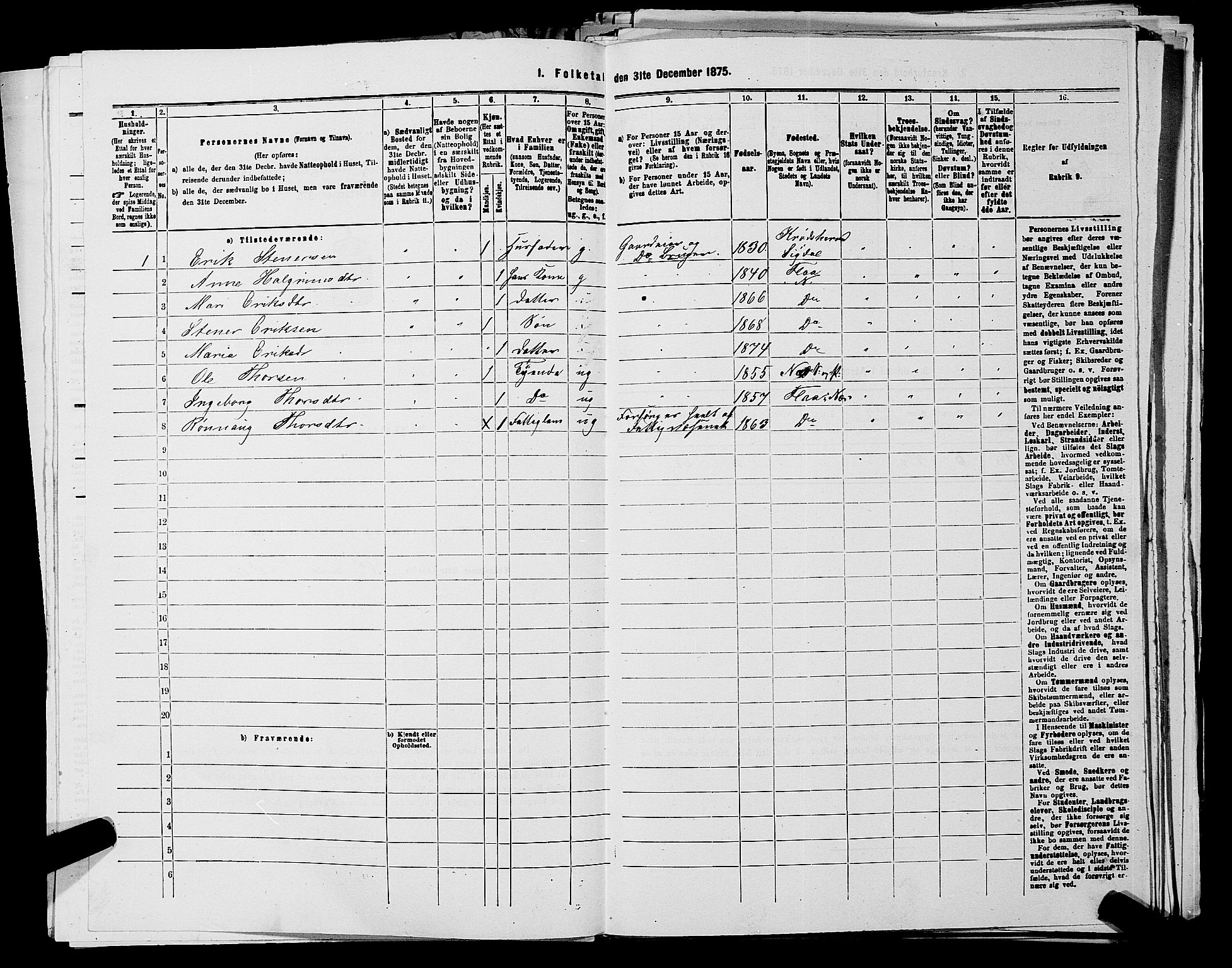 SAKO, 1875 census for 0616P Nes, 1875, p. 1181