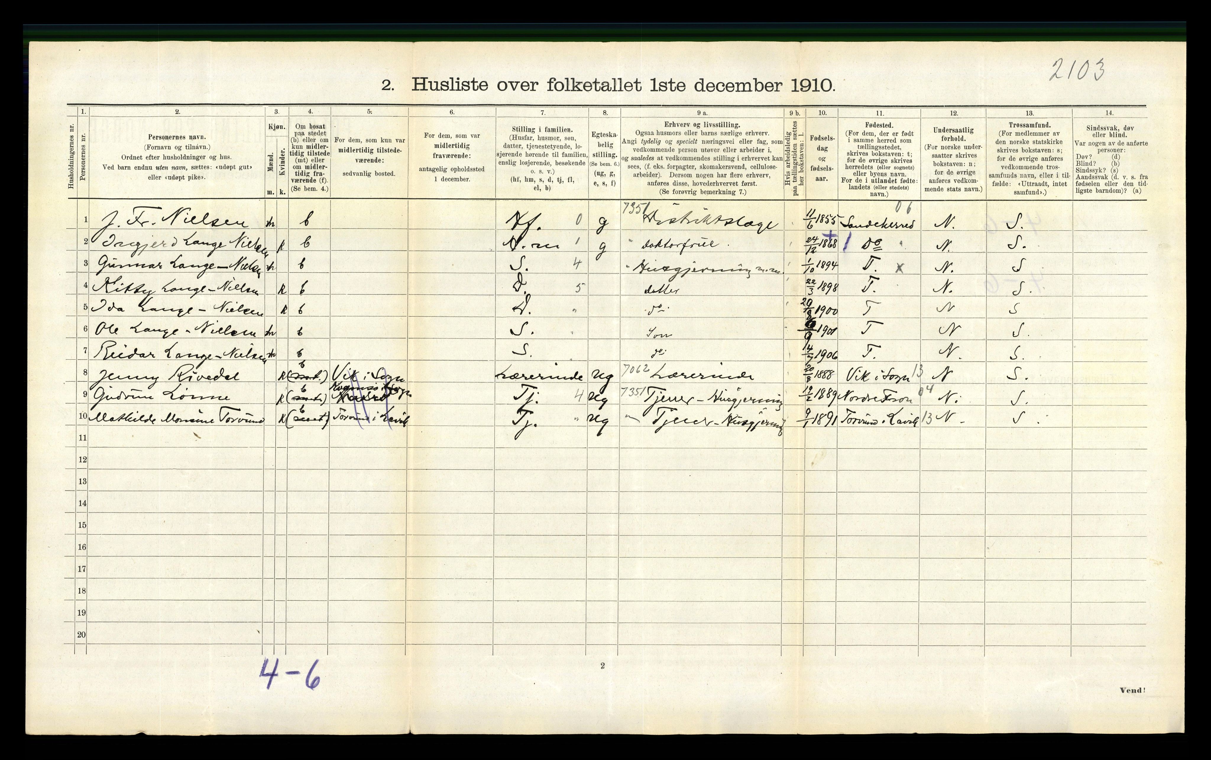 RA, 1910 census for Gulen, 1910, p. 225