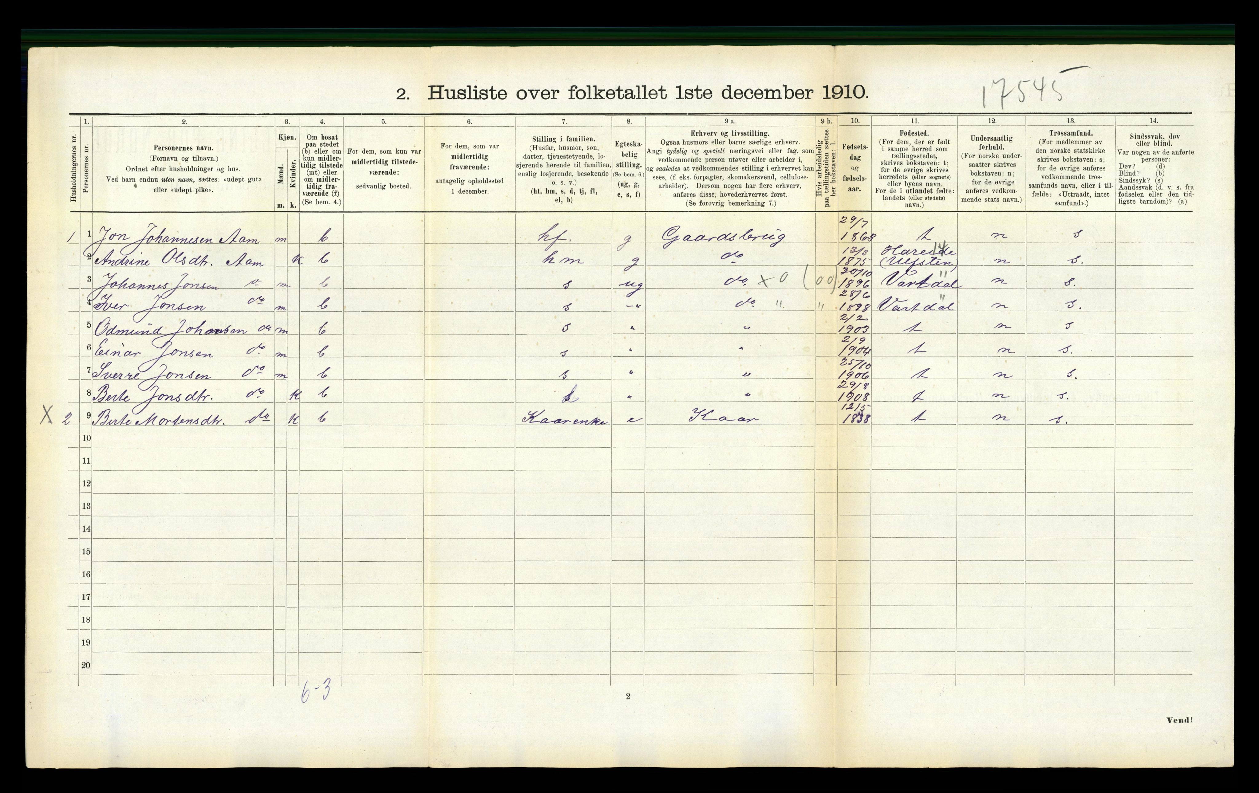 RA, 1910 census for Ørsta, 1910, p. 629