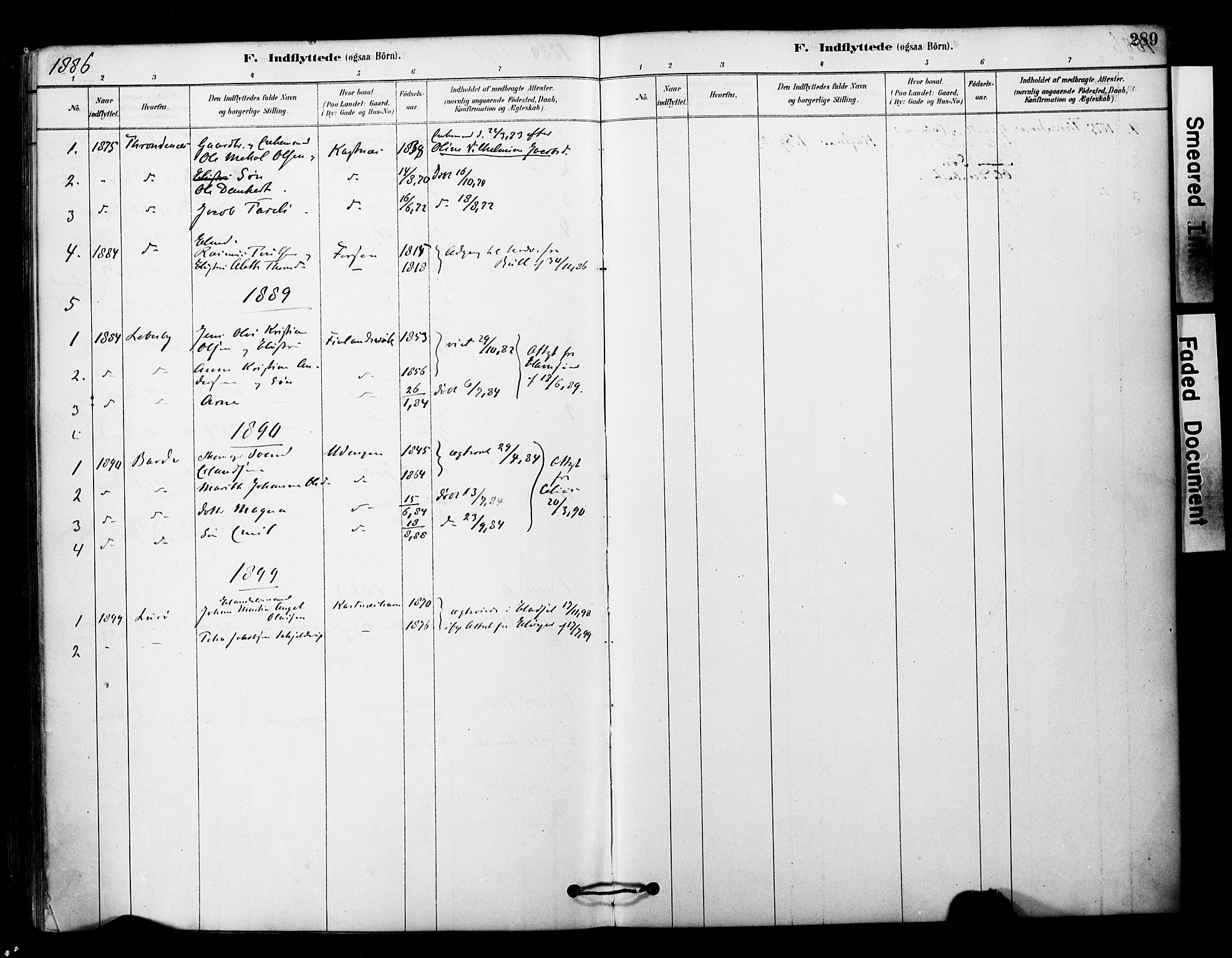 Tranøy sokneprestkontor, SATØ/S-1313/I/Ia/Iaa/L0011kirke: Parish register (official) no. 11, 1878-1904, p. 289