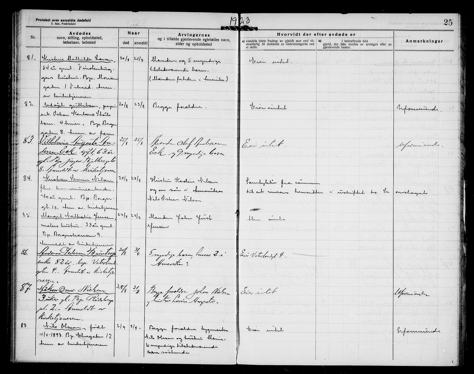 Halden byfogd, AV/SAO-A-10865/H/Hb/Hba/L0005: Dødsanmeldelsesprotokoll, 1922-1927, p. 25