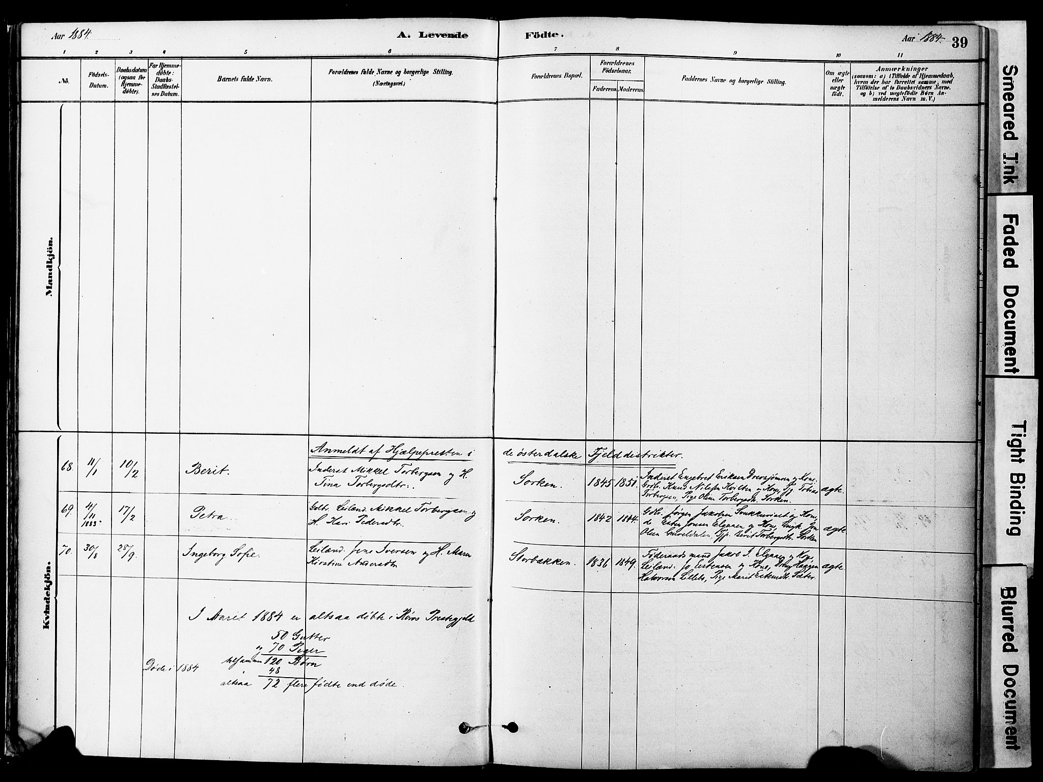 Ministerialprotokoller, klokkerbøker og fødselsregistre - Sør-Trøndelag, SAT/A-1456/681/L0933: Parish register (official) no. 681A11, 1879-1890, p. 39