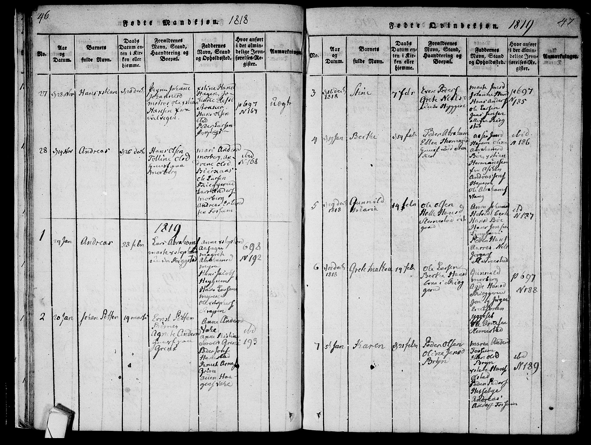 Røyken kirkebøker, AV/SAKO-A-241/F/Fa/L0004: Parish register (official) no. 4, 1814-1832, p. 46-47