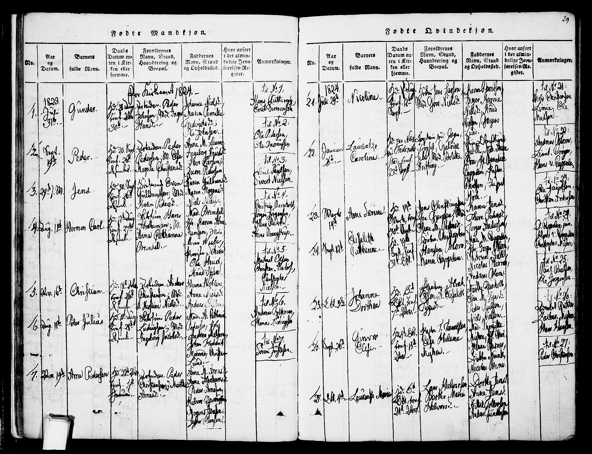 Skien kirkebøker, SAKO/A-302/F/Fa/L0005: Parish register (official) no. 5, 1814-1843, p. 29