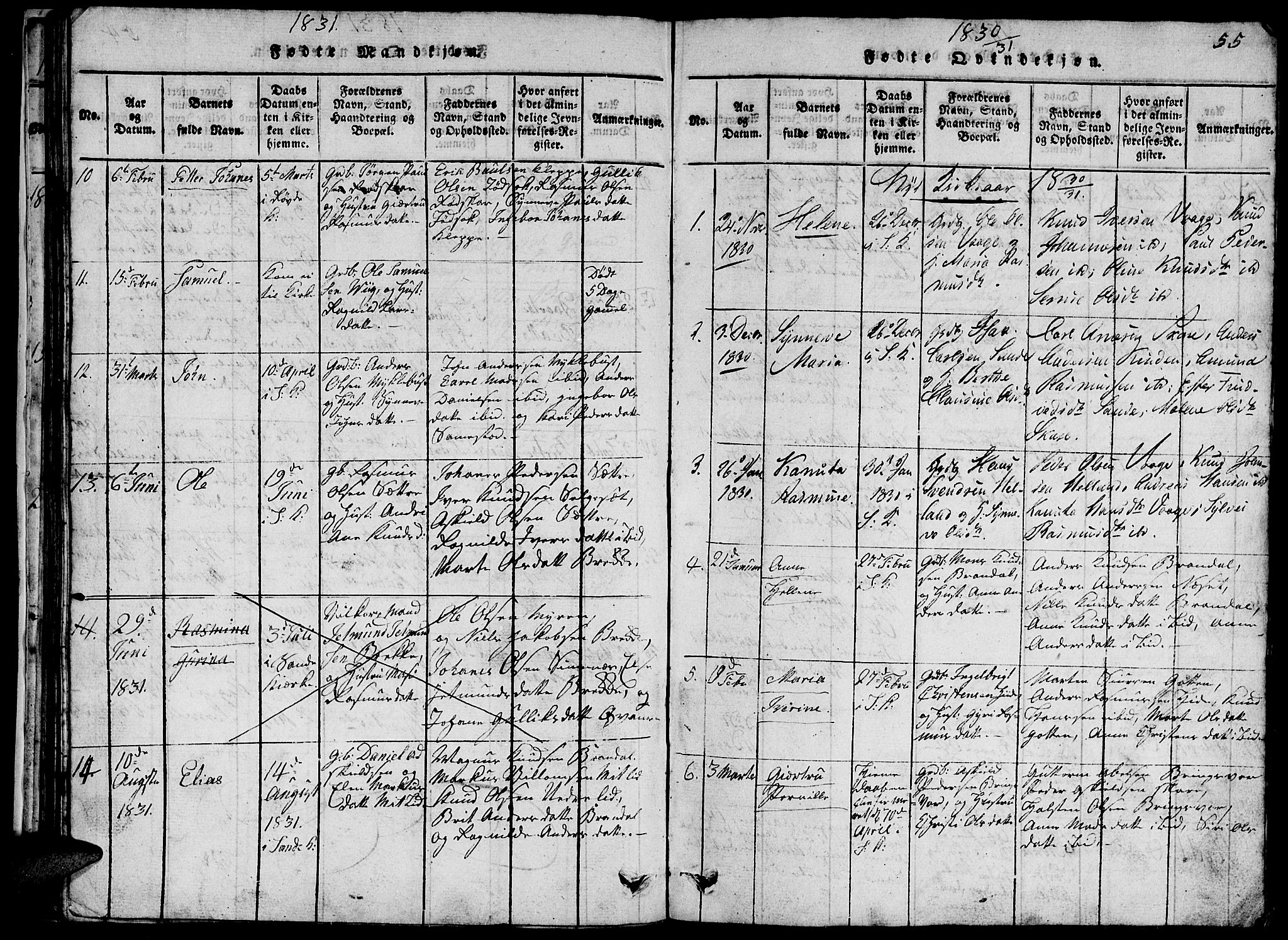 Ministerialprotokoller, klokkerbøker og fødselsregistre - Møre og Romsdal, SAT/A-1454/503/L0046: Parish register (copy) no. 503C01, 1816-1842, p. 55