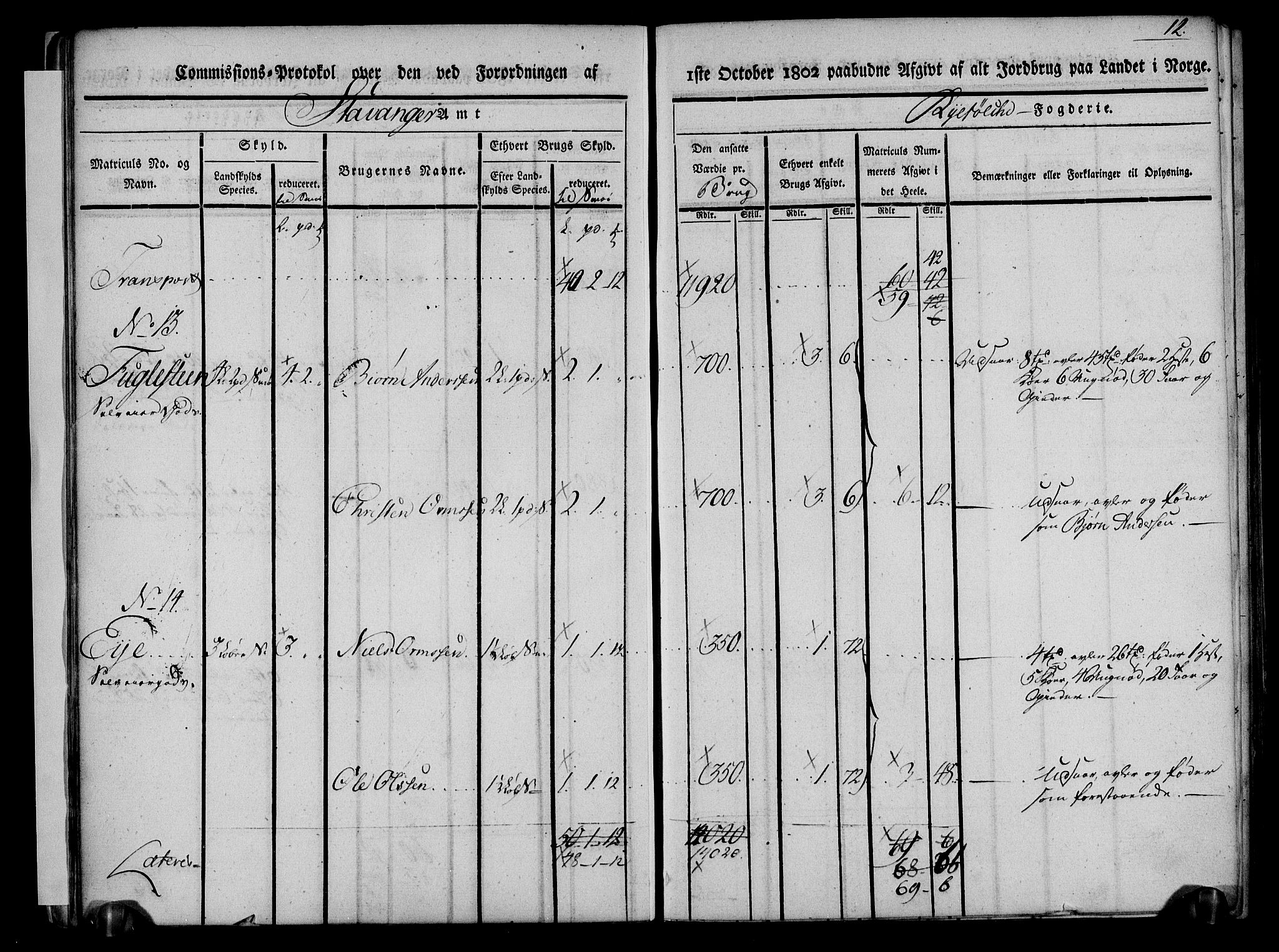 Rentekammeret inntil 1814, Realistisk ordnet avdeling, AV/RA-EA-4070/N/Ne/Nea/L0101: Ryfylke fogderi. Kommisjonsprotokoll for Jelsa, Hjelmeland og Årdal skipreider, 1803, p. 13