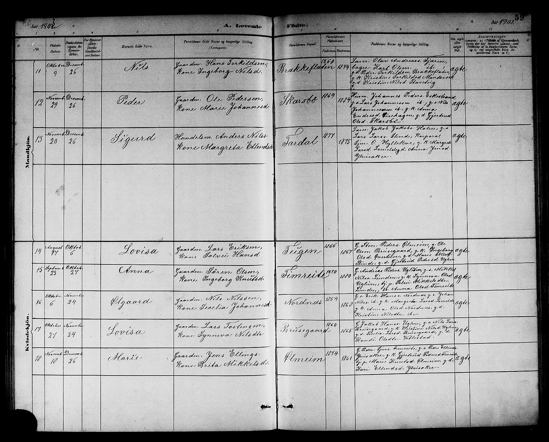 Sogndal sokneprestembete, AV/SAB-A-81301/H/Hab/Habc/L0002: Parish register (copy) no. C 2, 1884-1910, p. 59