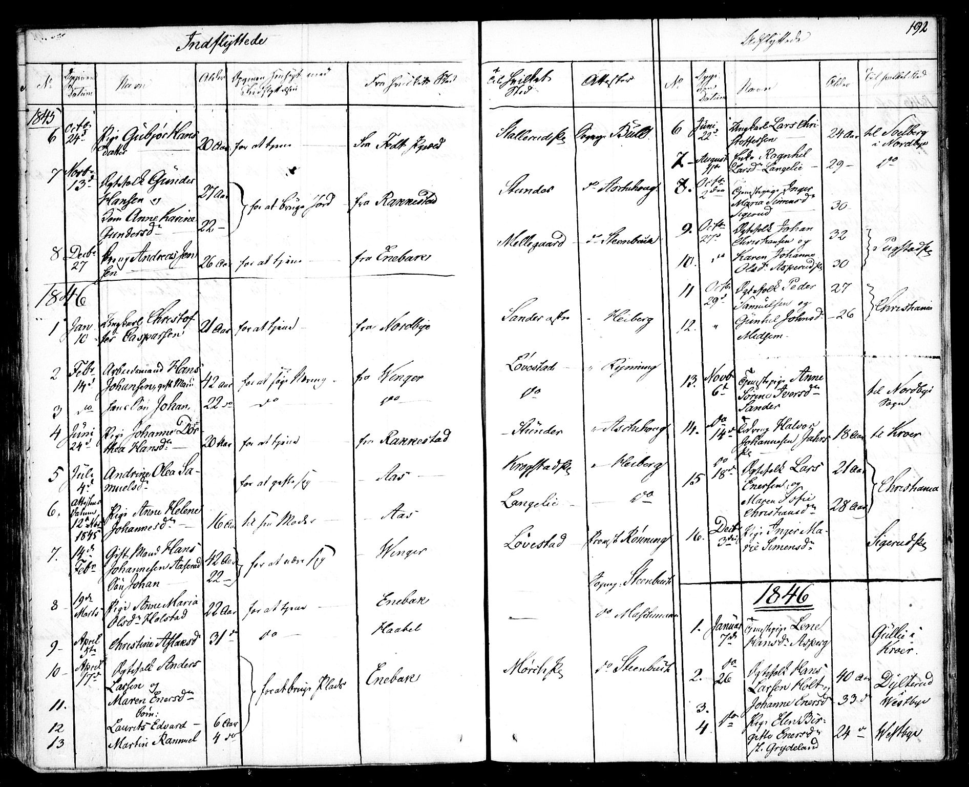 Kråkstad prestekontor Kirkebøker, SAO/A-10125a/F/Fa/L0005: Parish register (official) no. I 5, 1837-1847, p. 192