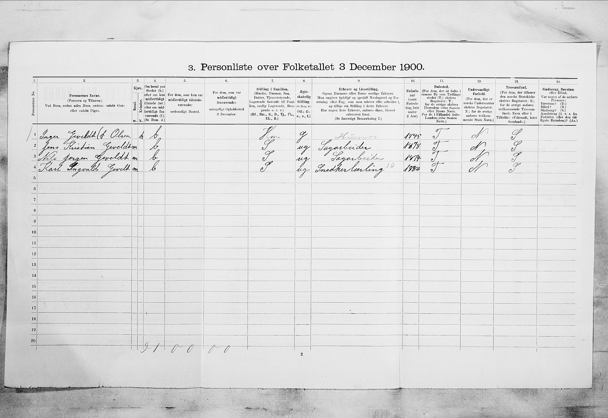 SAKO, 1900 census for Porsgrunn, 1900, p. 2341