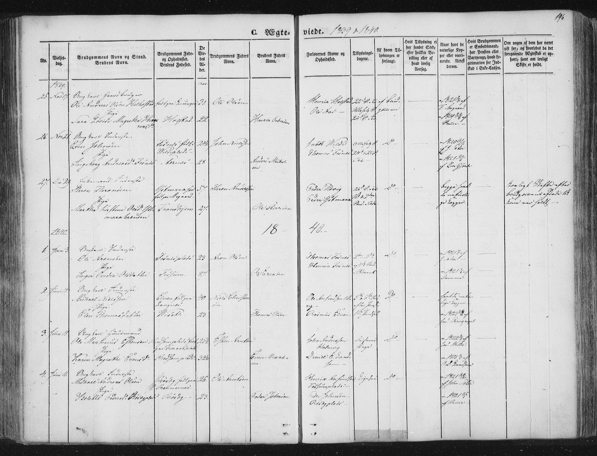 Ministerialprotokoller, klokkerbøker og fødselsregistre - Nord-Trøndelag, SAT/A-1458/741/L0392: Parish register (official) no. 741A06, 1836-1848, p. 196