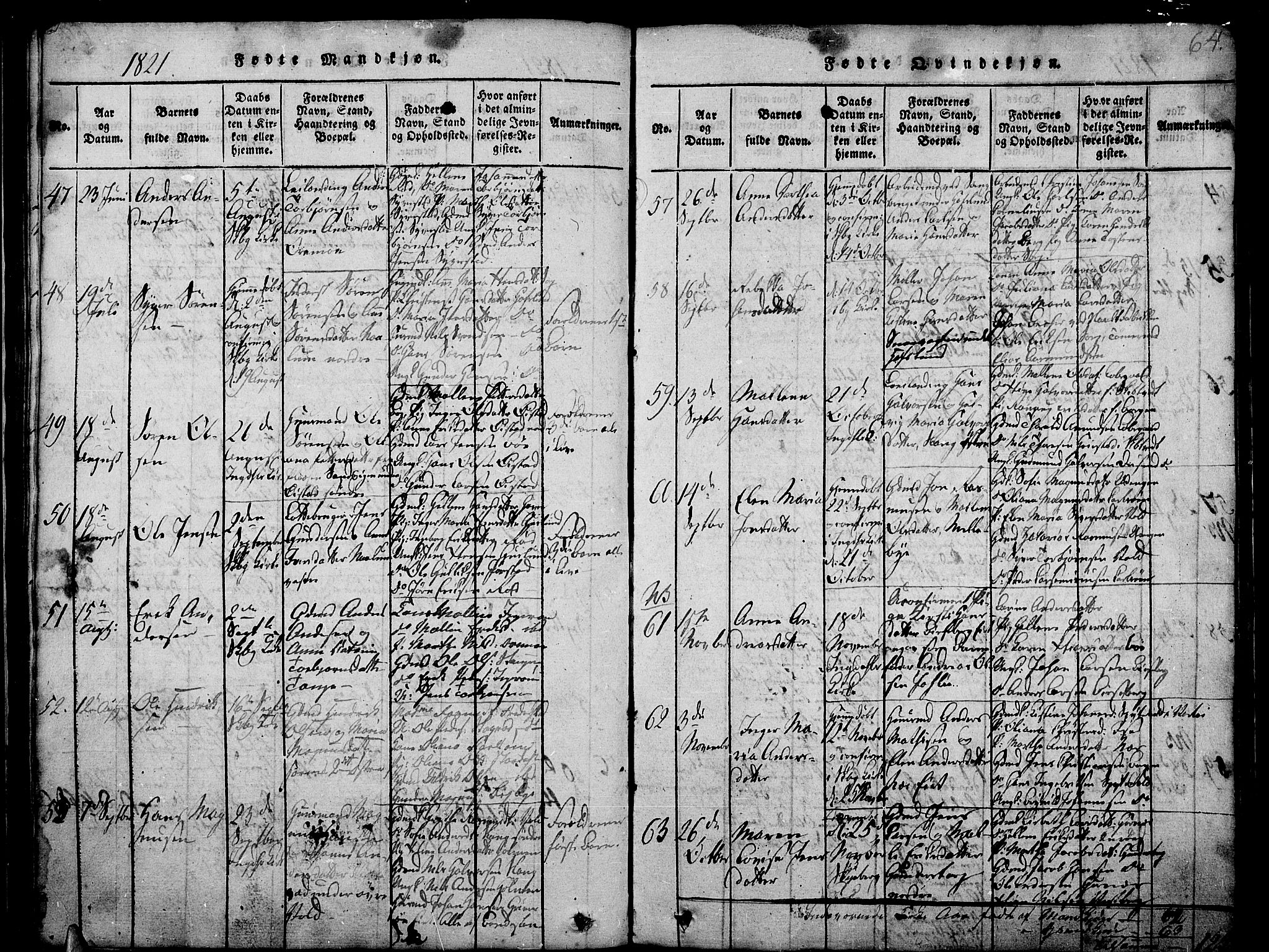 Skjeberg prestekontor Kirkebøker, AV/SAO-A-10923/F/Fa/L0004: Parish register (official) no. I 4, 1815-1830, p. 64