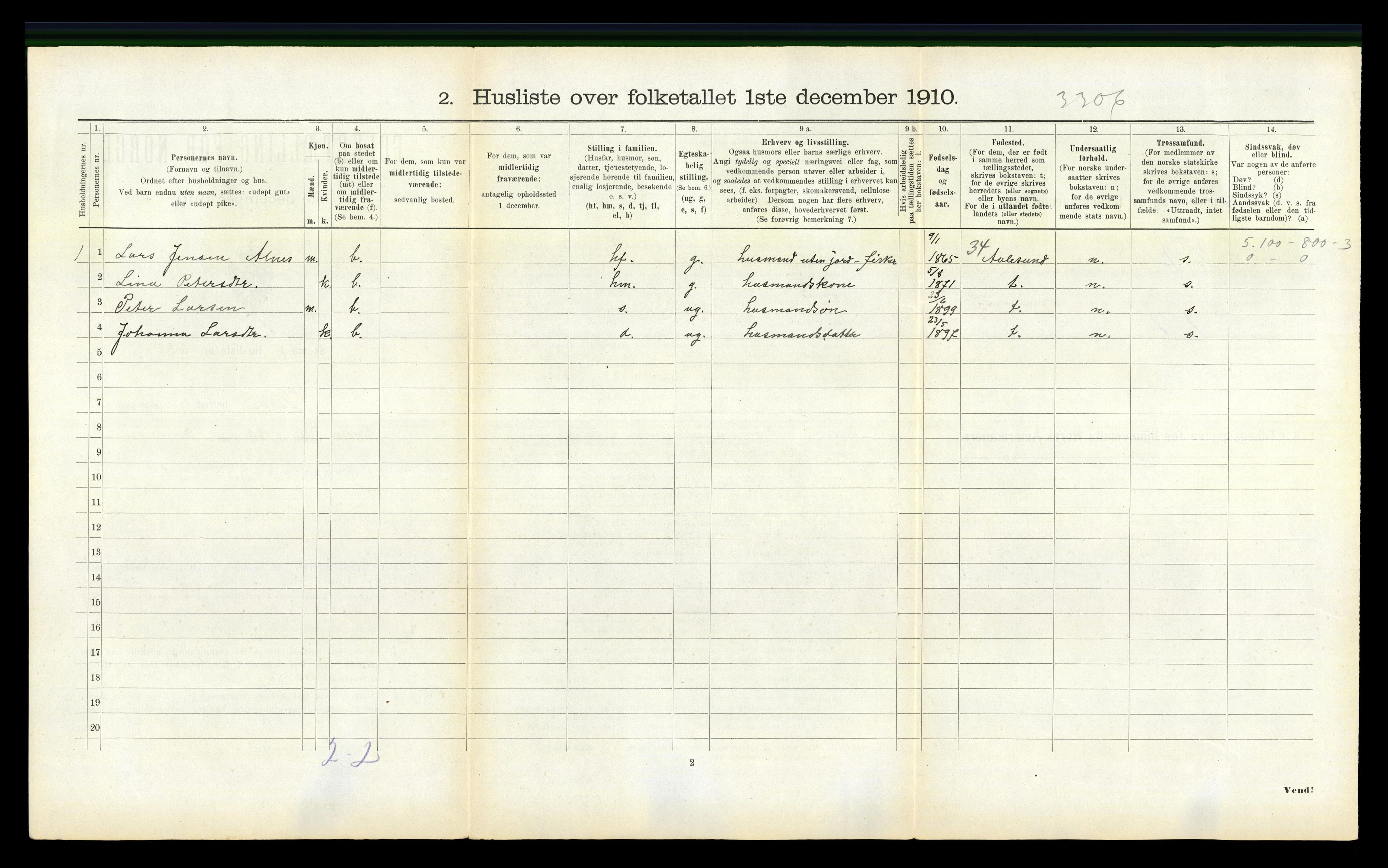 RA, 1910 census for Giske, 1910, p. 144