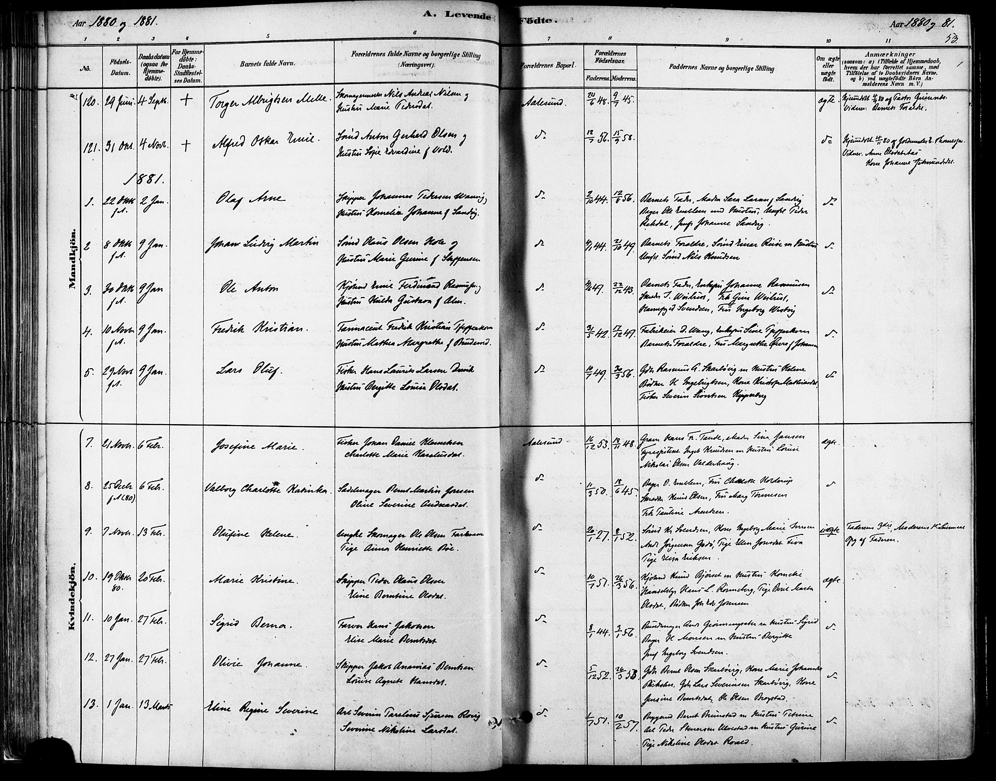 Ministerialprotokoller, klokkerbøker og fødselsregistre - Møre og Romsdal, SAT/A-1454/529/L0454: Parish register (official) no. 529A04, 1878-1885, p. 53