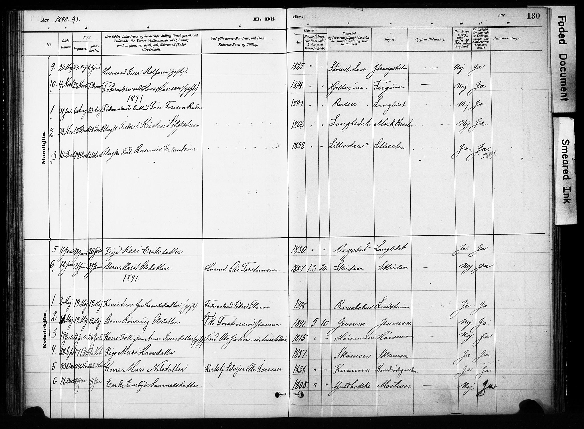 Skjåk prestekontor, SAH/PREST-072/H/Ha/Haa/L0004: Parish register (official) no. 4, 1880-1904, p. 130