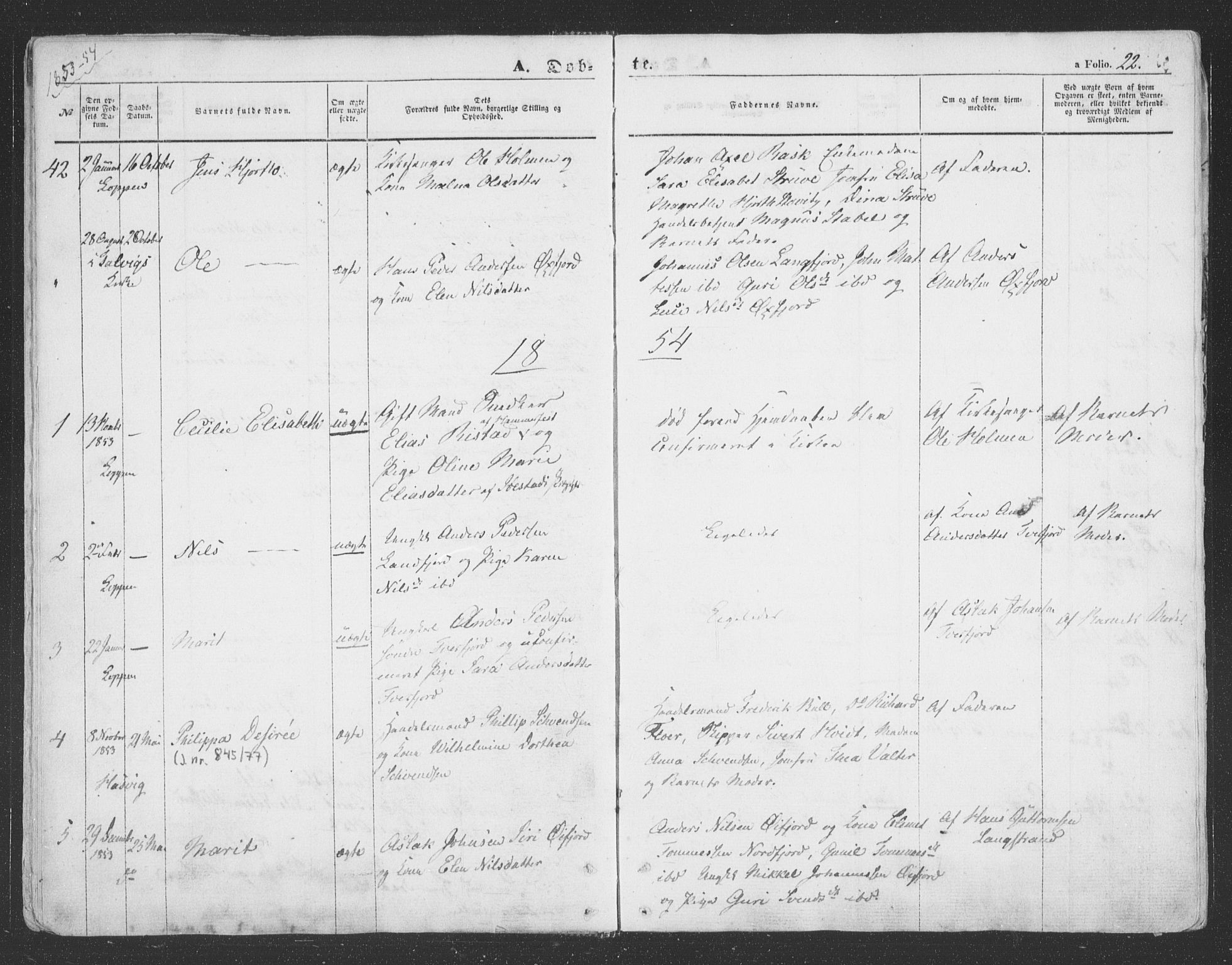 Loppa sokneprestkontor, SATØ/S-1339/H/Ha/L0004kirke: Parish register (official) no. 4, 1849-1868, p. 22