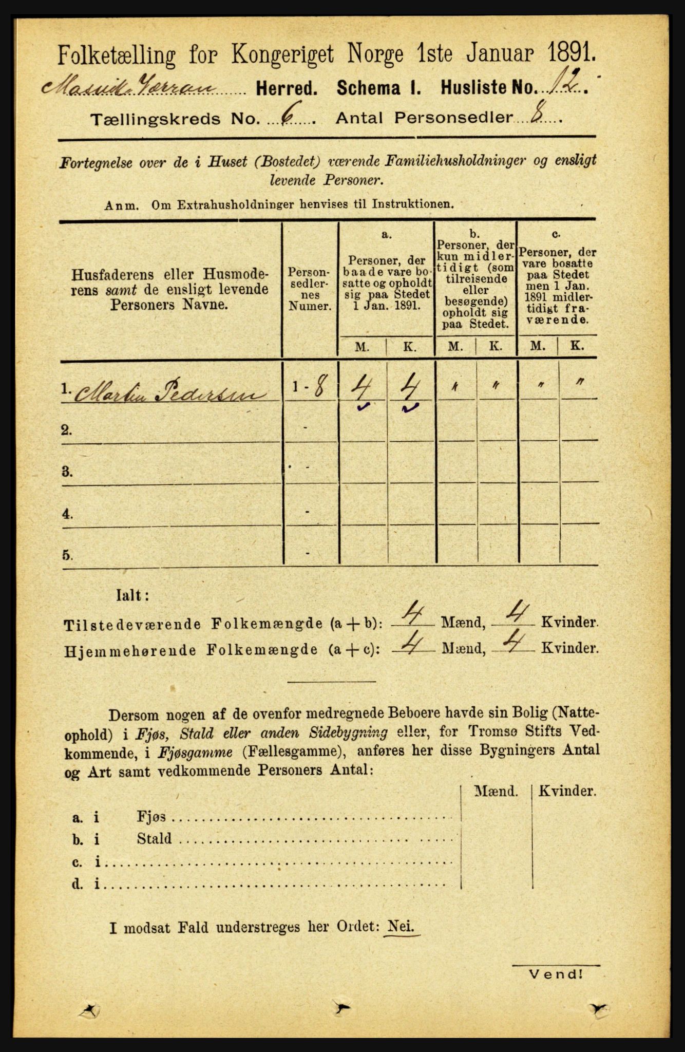 RA, 1891 census for 1723 Mosvik og Verran, 1891, p. 2399