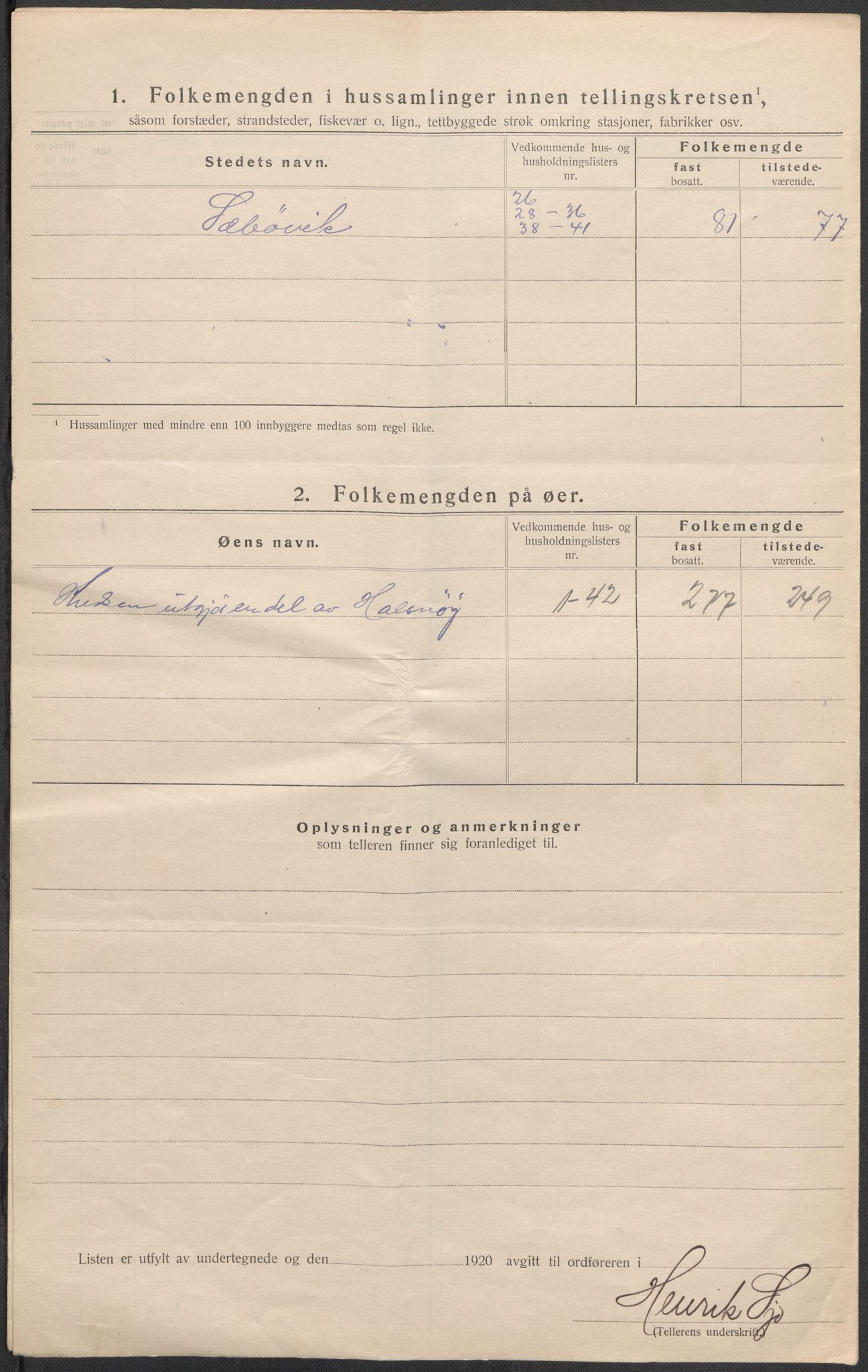 SAB, 1920 census for Fjelberg, 1920, p. 21