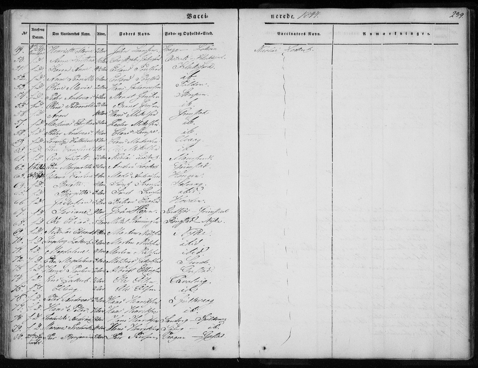 Ministerialprotokoller, klokkerbøker og fødselsregistre - Nordland, AV/SAT-A-1459/891/L1299: Parish register (official) no. 891A04, 1841-1856, p. 239