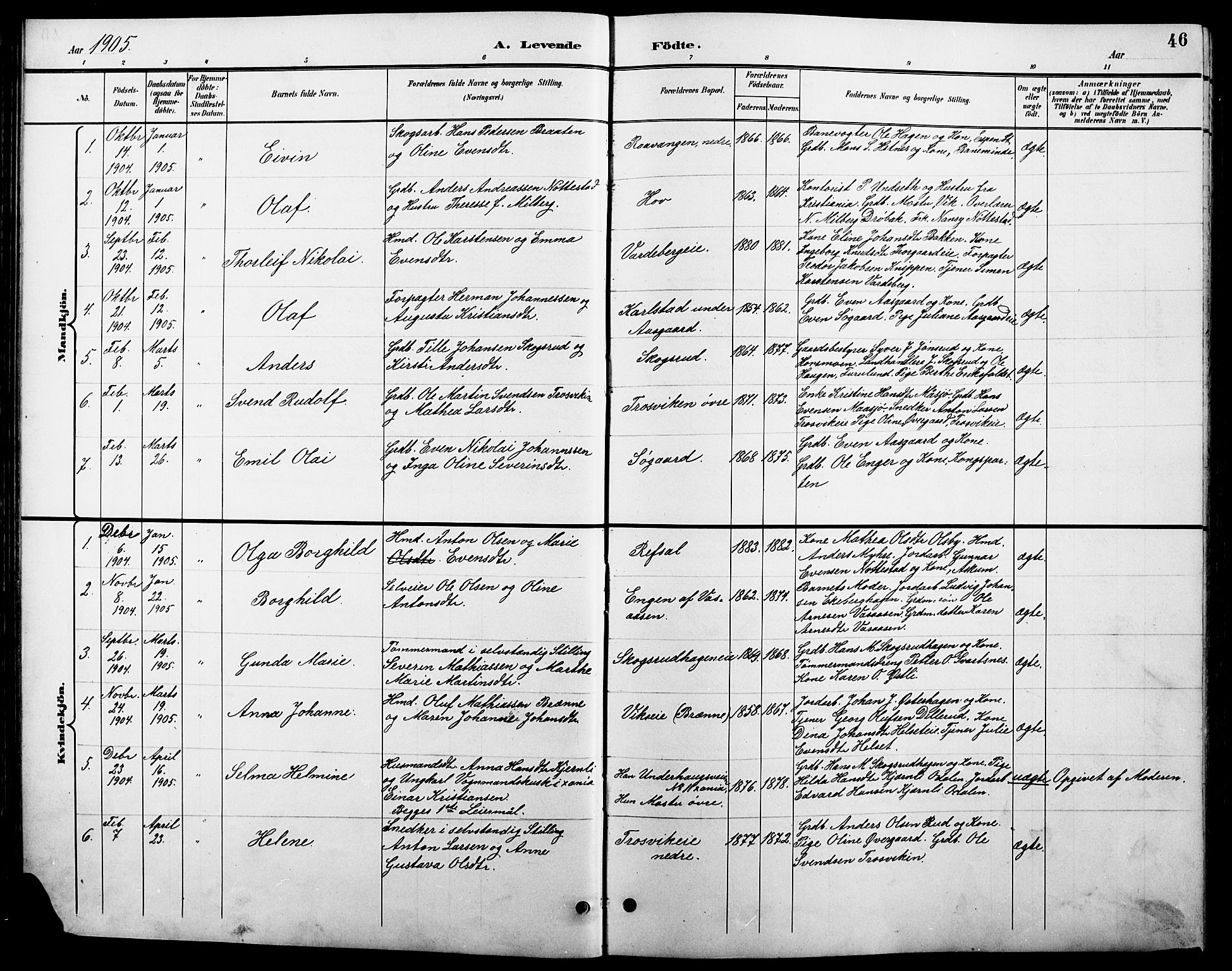 Stange prestekontor, SAH/PREST-002/L/L0011: Parish register (copy) no. 11, 1895-1917, p. 46
