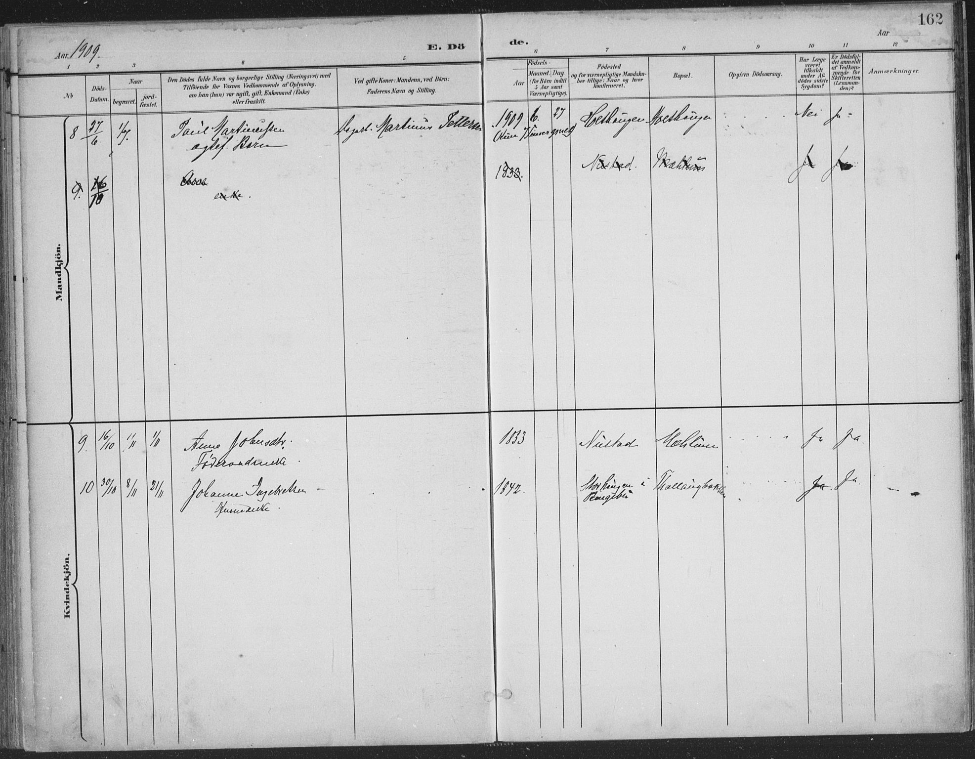Østre Gausdal prestekontor, SAH/PREST-092/H/Ha/Haa/L0004: Parish register (official) no. 4, 1898-1914, p. 162