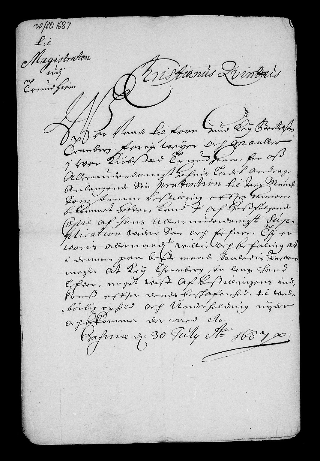 Stattholderembetet 1572-1771, RA/EA-2870/Af/L0002: Avskrifter av vedlegg til originale supplikker, nummerert i samsvar med supplikkbøkene, 1687-1689, p. 12