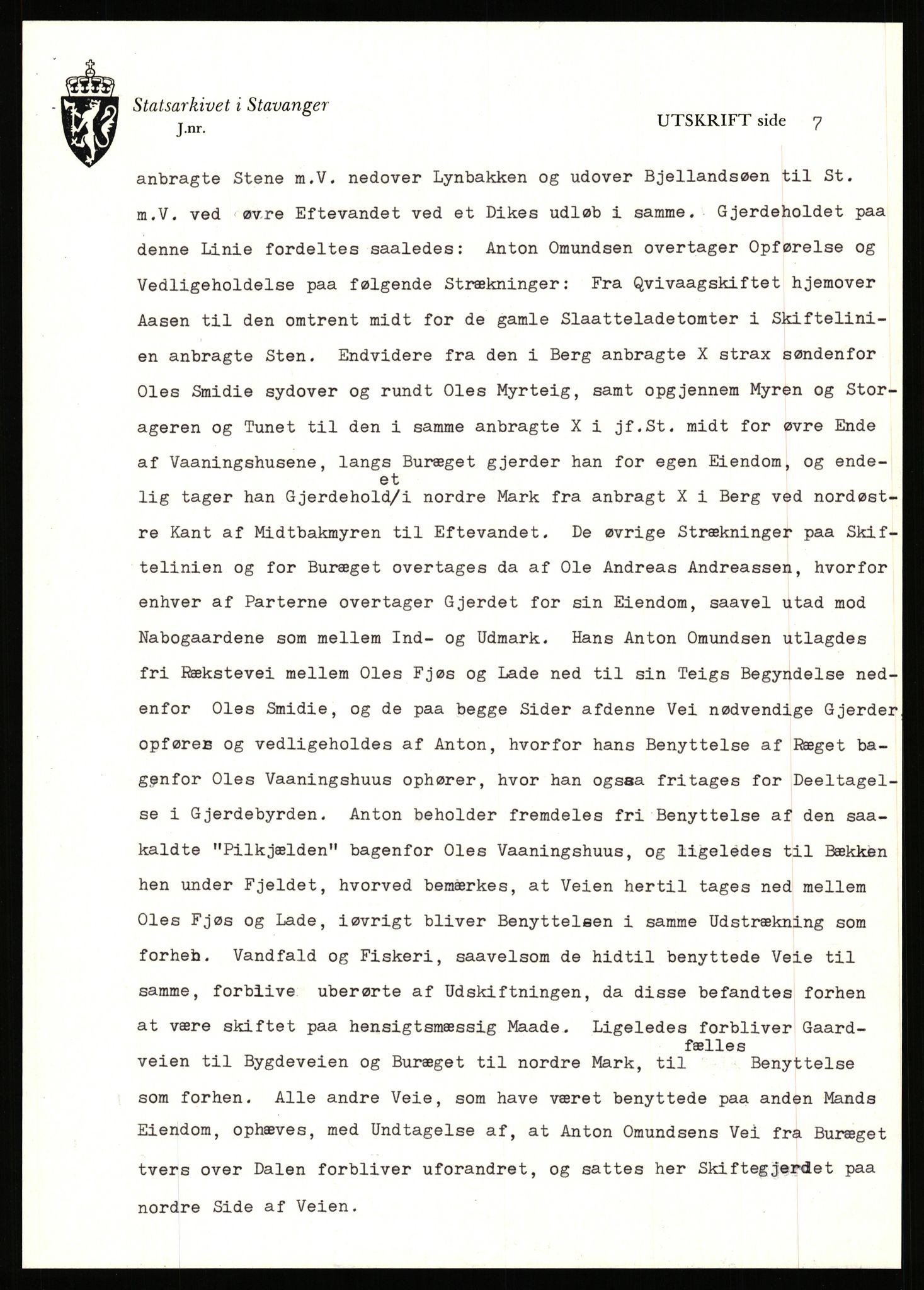 Statsarkivet i Stavanger, SAST/A-101971/03/Y/Yj/L0008: Avskrifter sortert etter gårdsnavn: Birkeland indre - Bjerge, 1750-1930, p. 510