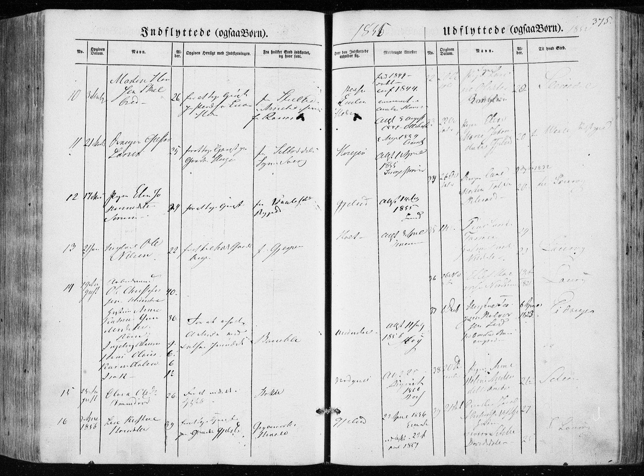 Hedrum kirkebøker, AV/SAKO-A-344/F/Fa/L0006: Parish register (official) no. I 6, 1849-1857, p. 375