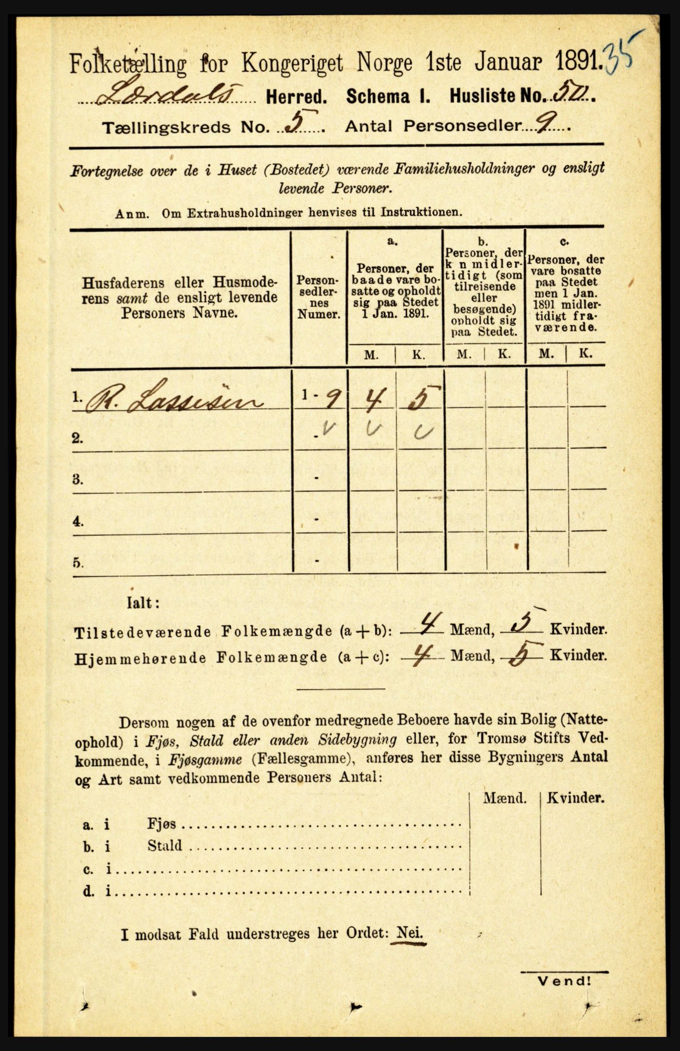 RA, 1891 census for 1422 Lærdal, 1891, p. 73