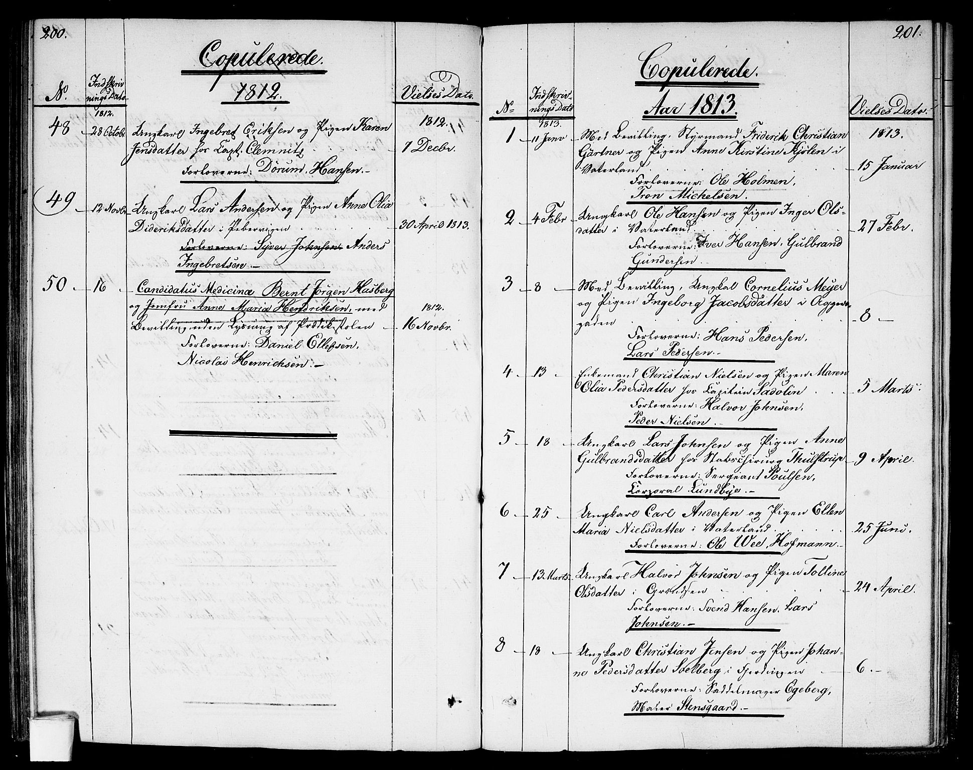 Garnisonsmenigheten Kirkebøker, SAO/A-10846/G/Ga/L0002: Parish register (copy) no. 2, 1810-1814, p. 200-201